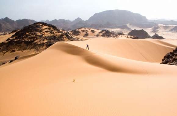 Man walking on the sand dune