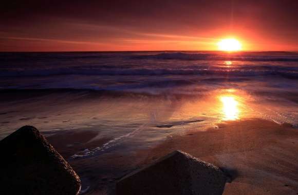 Stones On The Beach, Sunset
