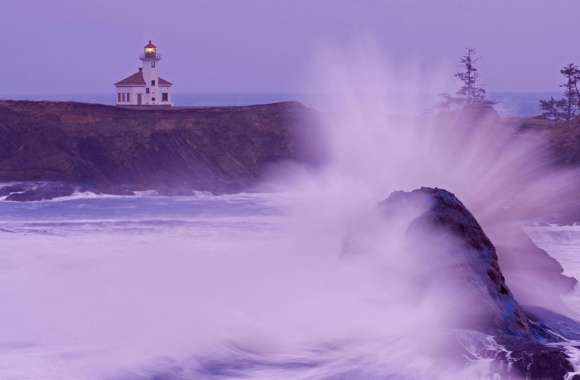 Wave Cape Arago Lighthouse Oregon Coast wallpapers hd quality