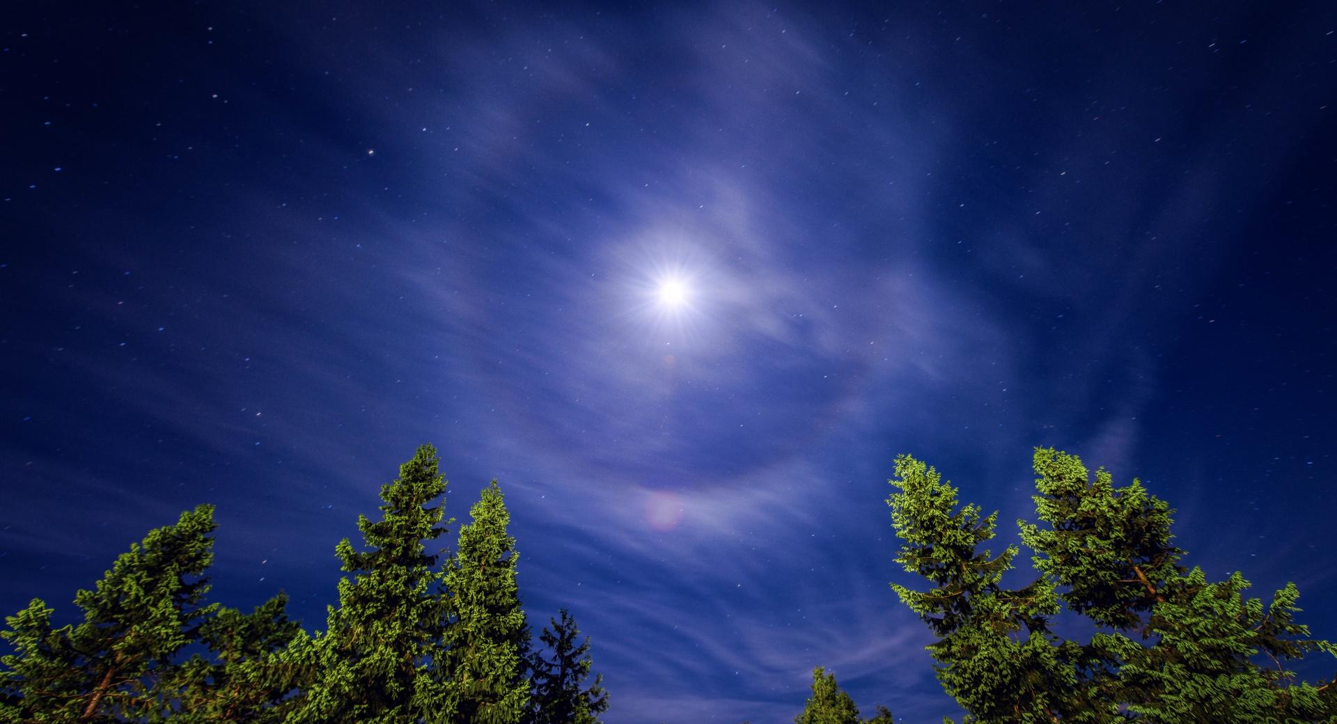 Cirrostratus Cloud at night causing a Moon Halo at 1024 x 768 size wallpapers HD quality