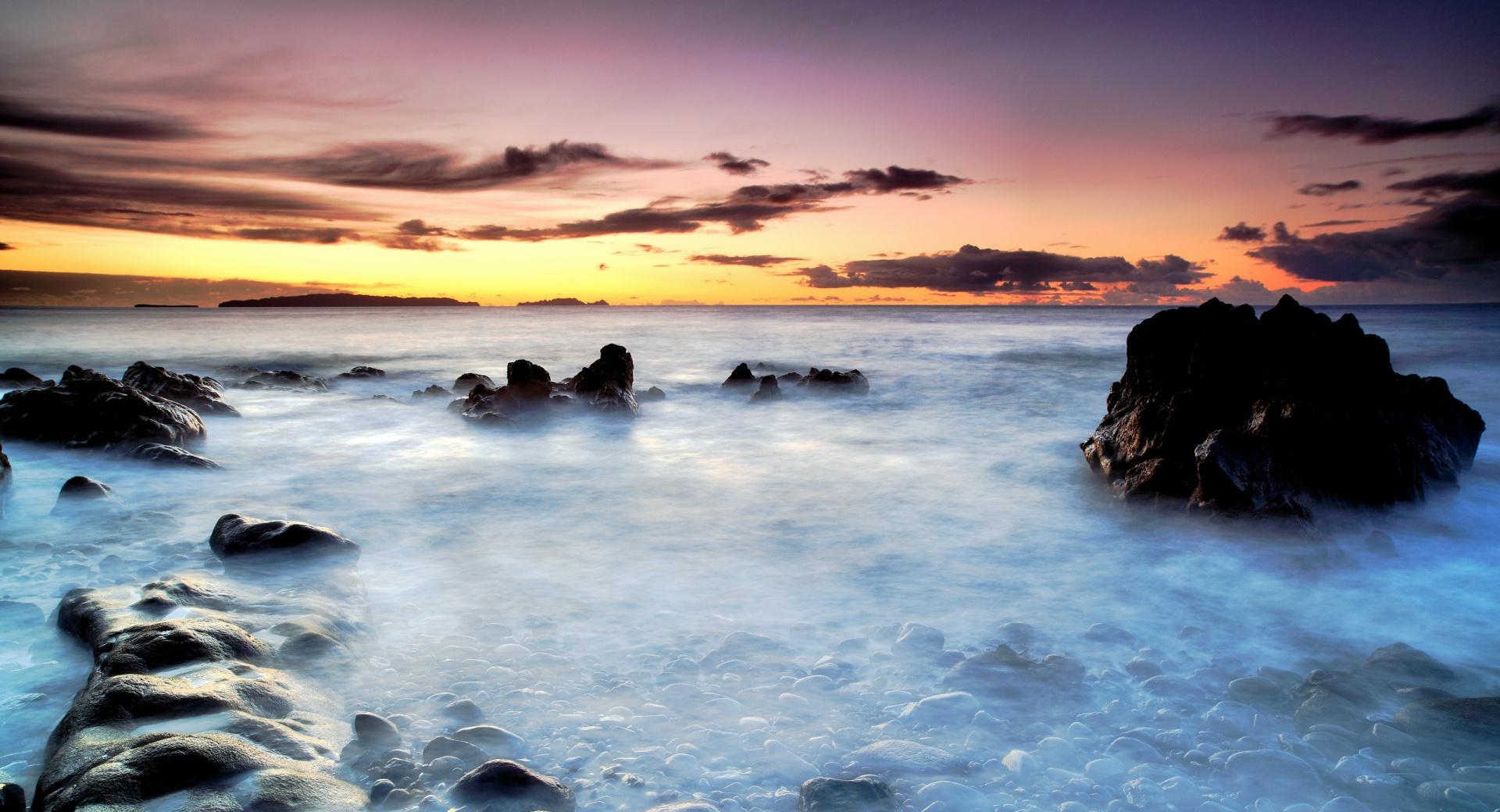 Evening Sea Scenery at 640 x 1136 iPhone 5 size wallpapers HD quality