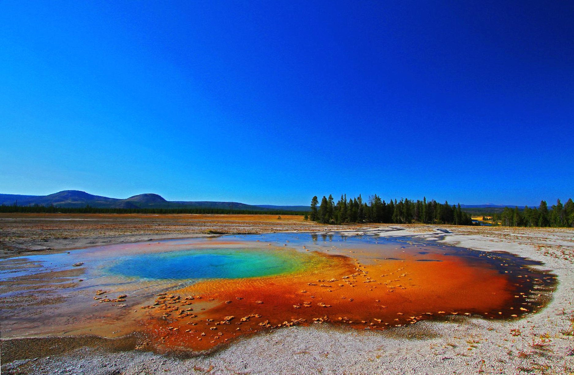 Geyser opal pool yellowstone at 2048 x 2048 iPad size wallpapers HD quality