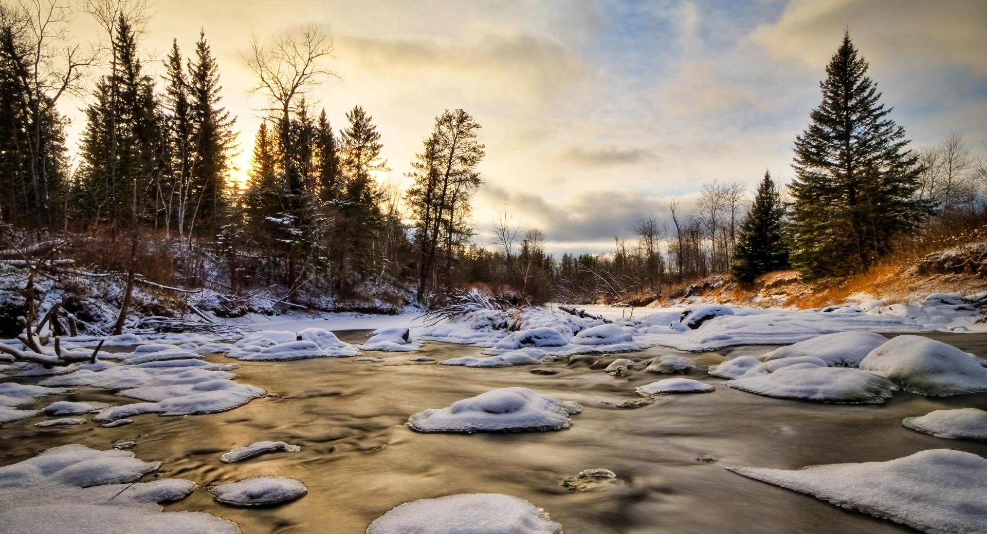 Stream, Winter at 1152 x 864 size wallpapers HD quality