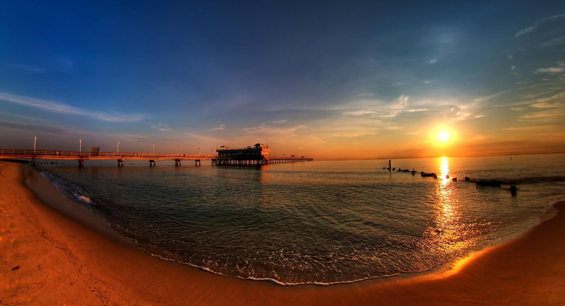 Sunrise  Ocean View Pier at 750 x 1334 iPhone 6 size wallpapers HD quality