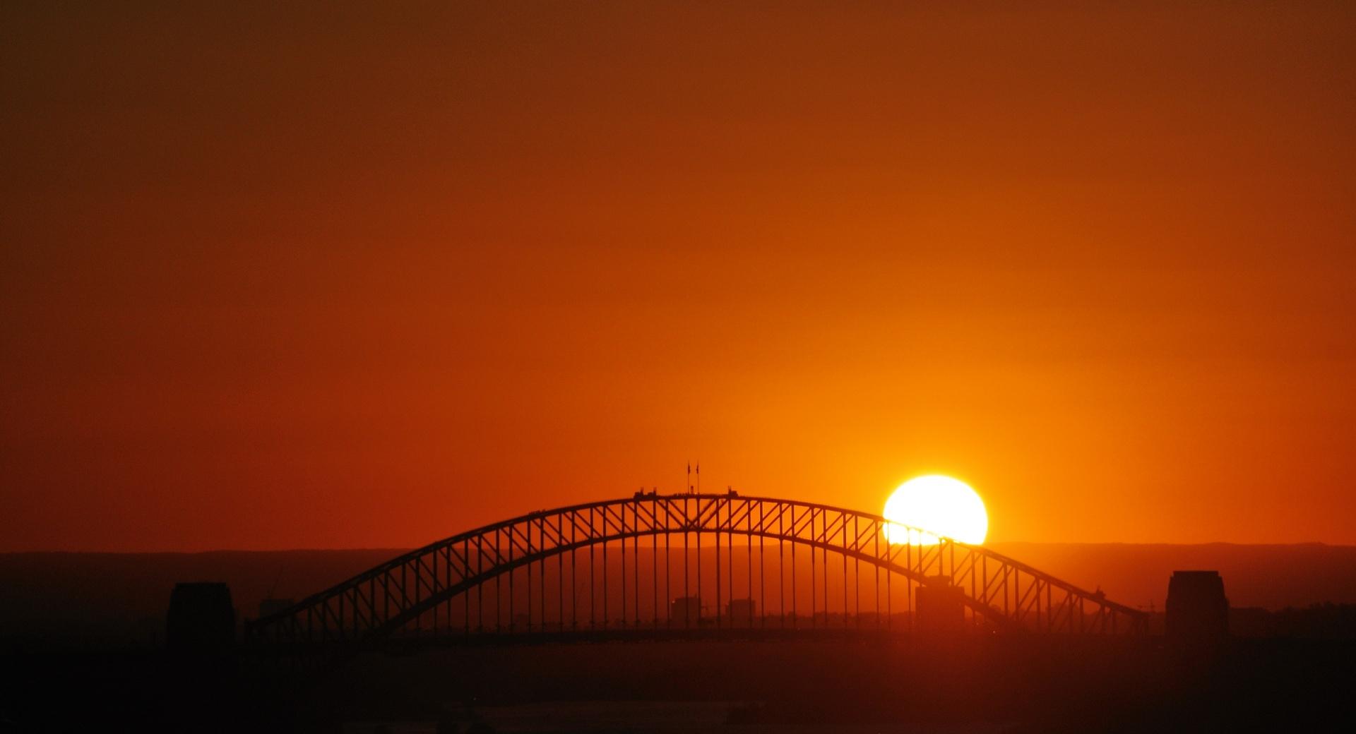 Sunset Over The Bridge at 1152 x 864 size wallpapers HD quality