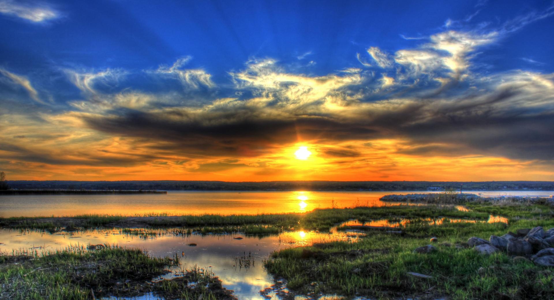Sunset over the Waters at 640 x 1136 iPhone 5 size wallpapers HD quality