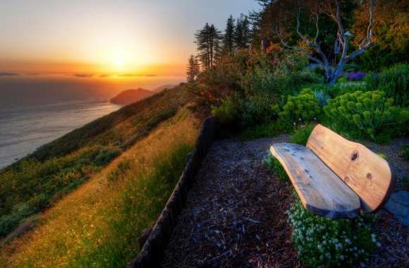 Bench With Sea View, Sunset