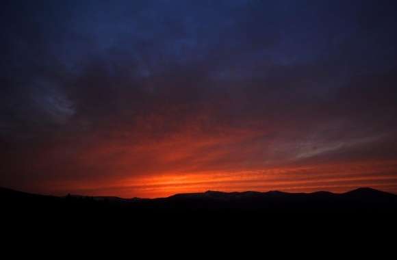 Orange Sunset Over Hachimantai