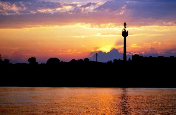 The Sunset of City and Danube