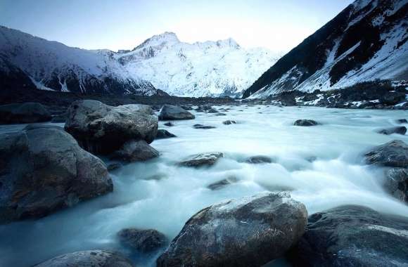 Winter river mountain