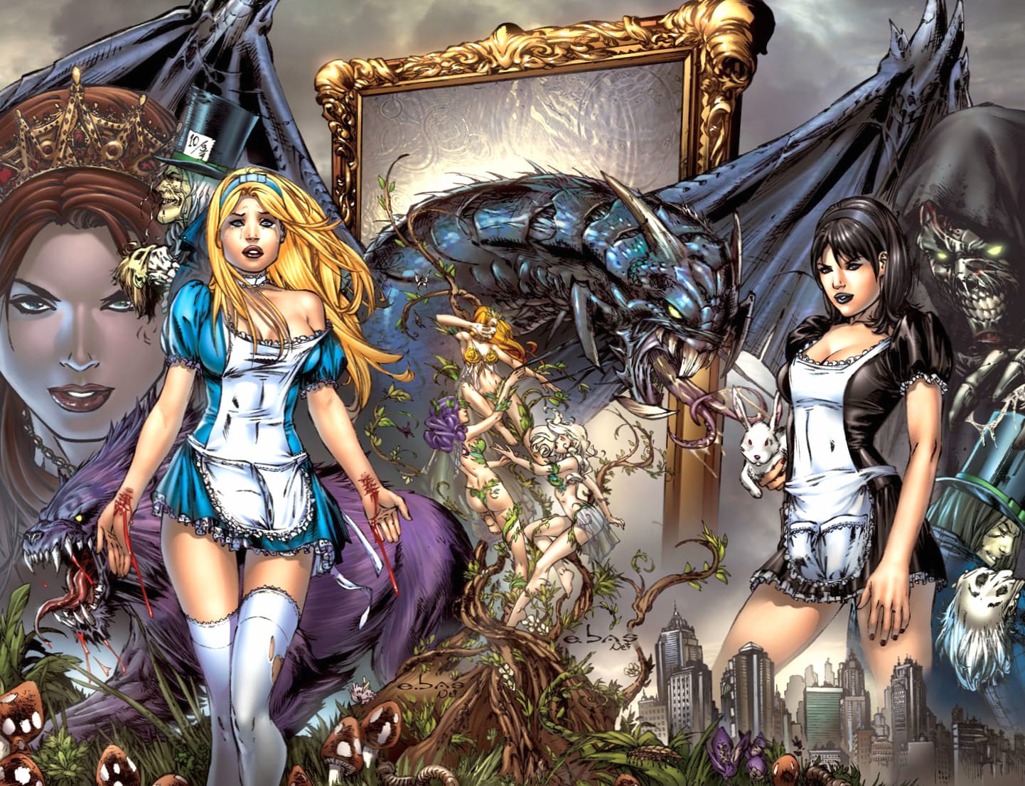 Grimm Fairy Tales Alice in Wonderland at 1334 x 750 iPhone 7 size wallpapers HD quality