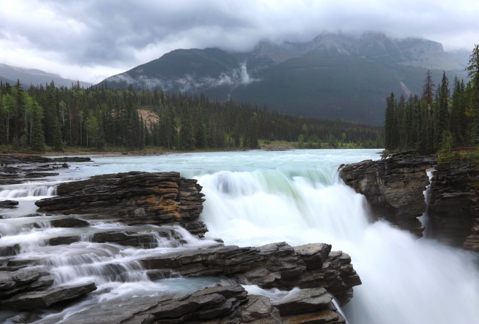 Athabasca Falls at 320 x 480 iPhone size wallpapers HD quality