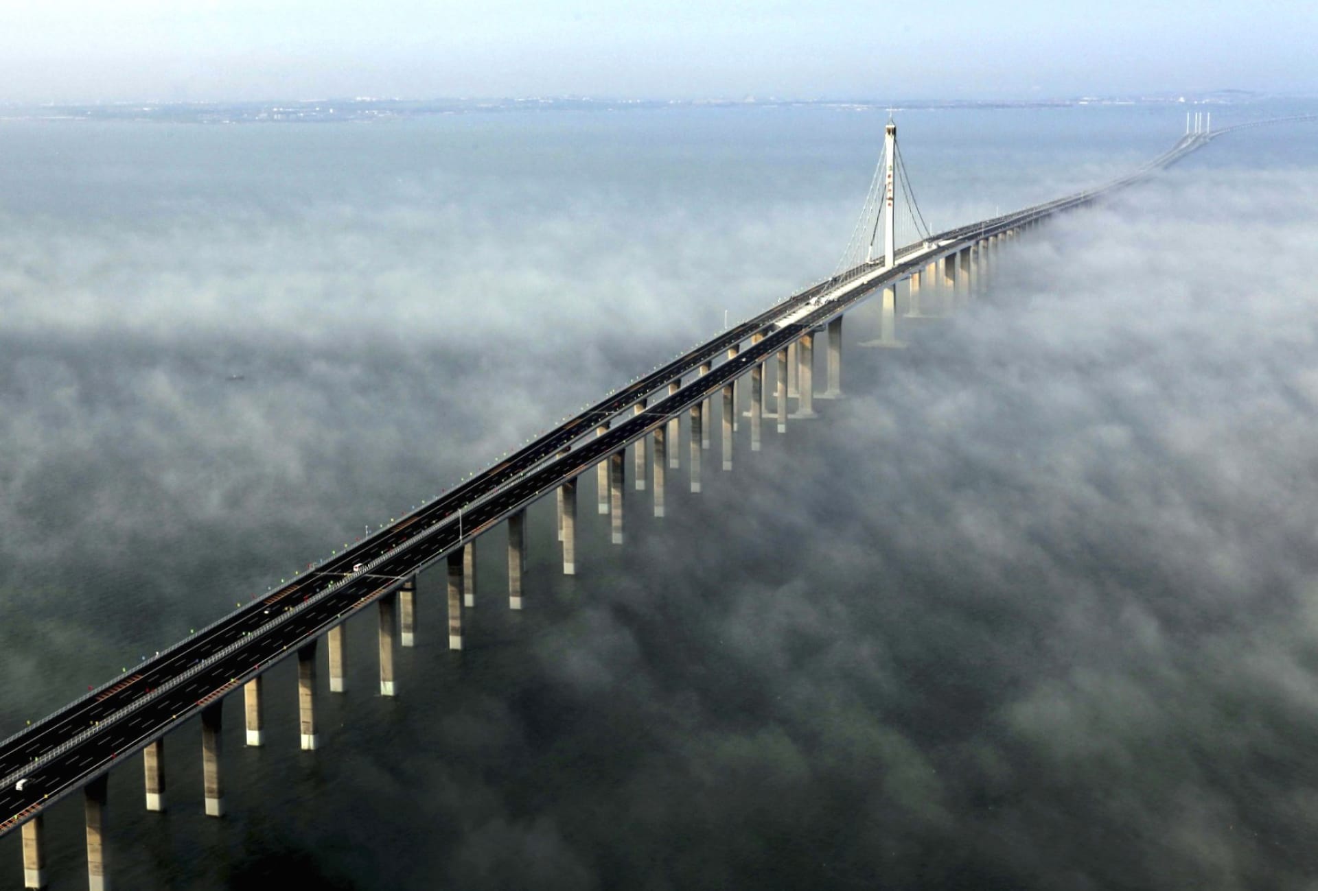 Jiaozhou Bay Bridge at 2048 x 2048 iPad size wallpapers HD quality