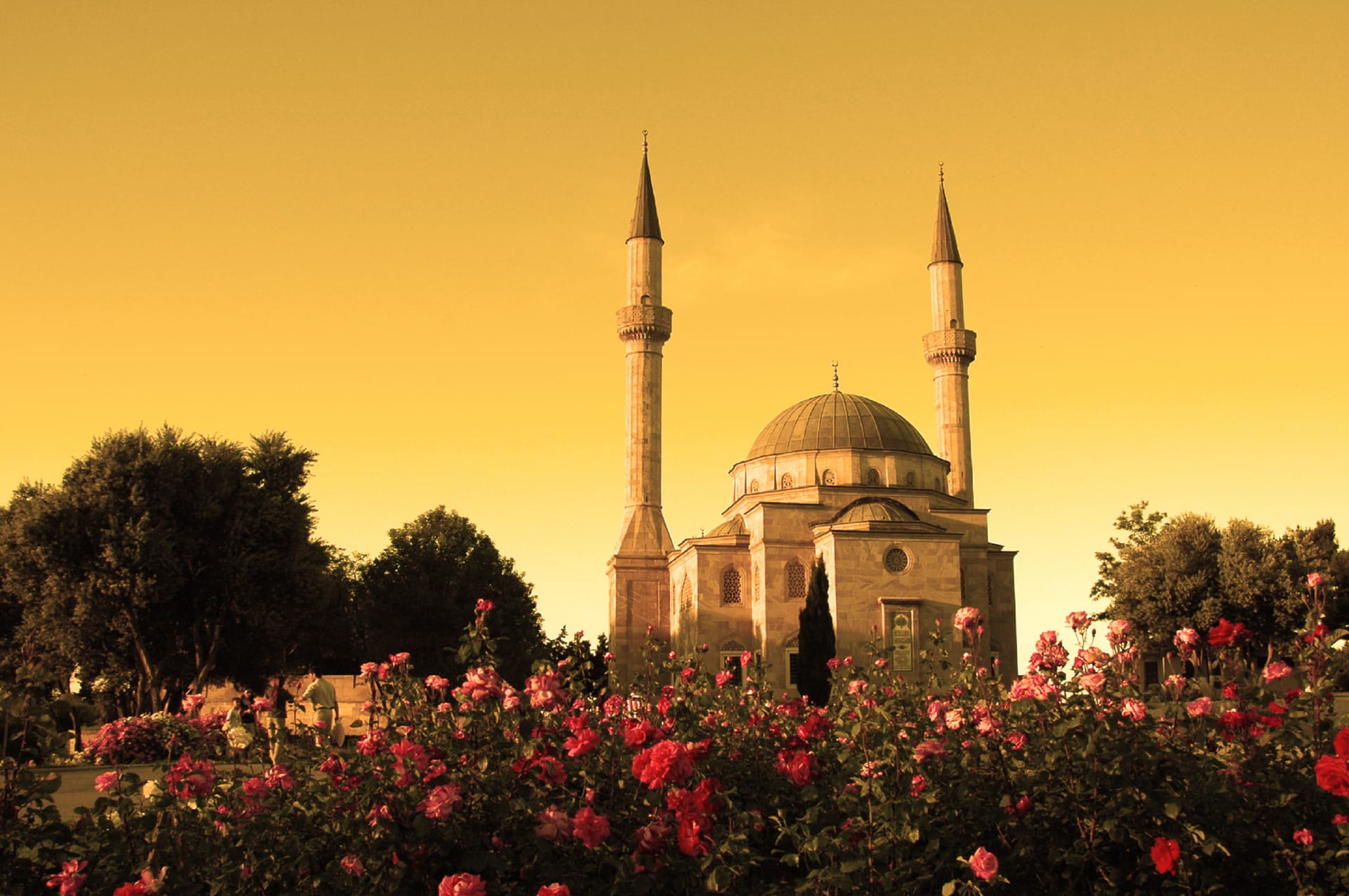 Mosque of two minarets at 320 x 480 iPhone size wallpapers HD quality