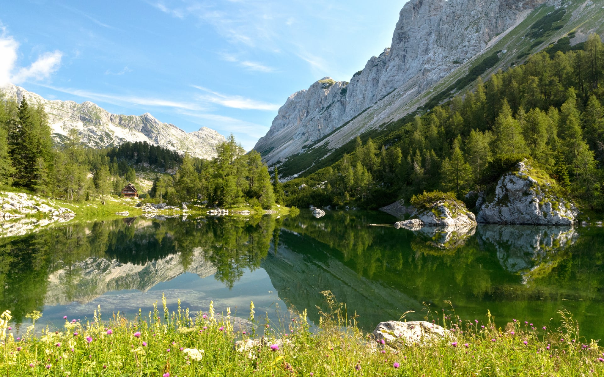 Double Triglav lake at 1024 x 1024 iPad size wallpapers HD quality