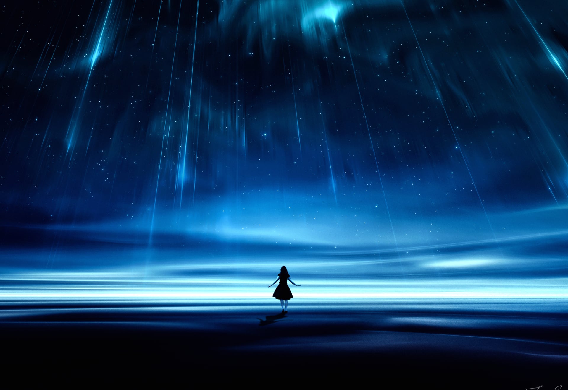 Falling stars at 320 x 480 iPhone size wallpapers HD quality