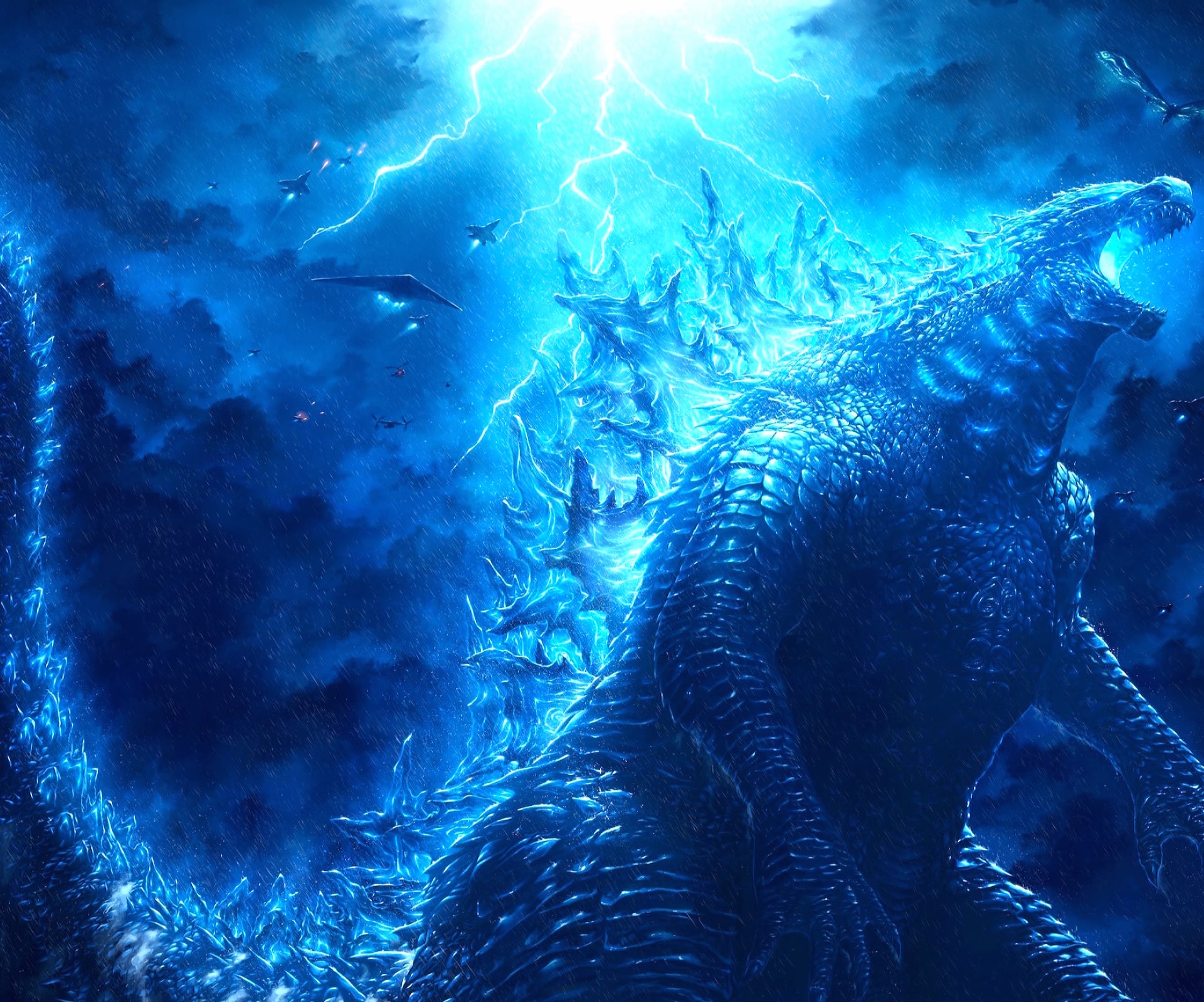 Fantasy Godzilla at 320 x 480 iPhone size wallpapers HD quality