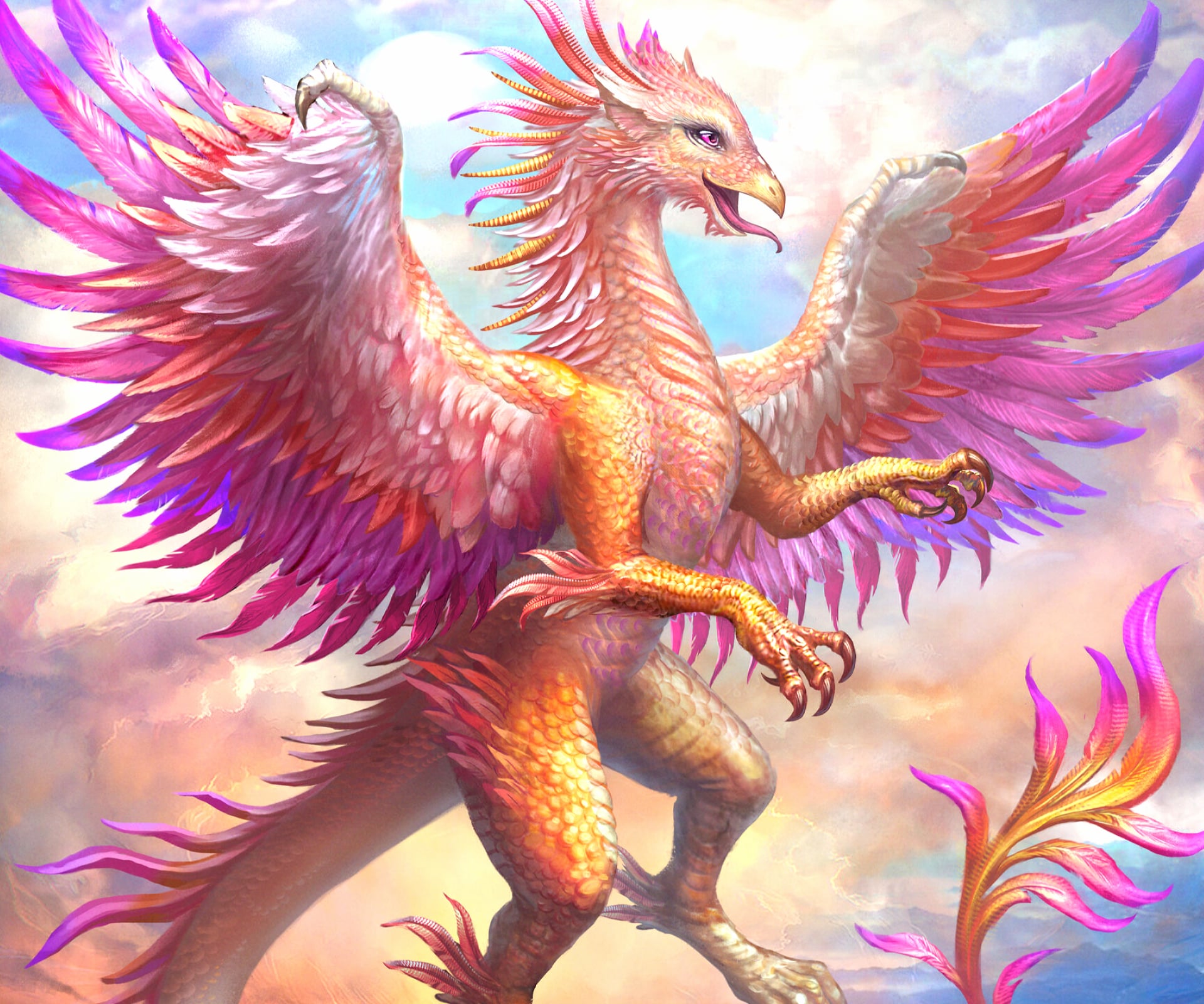 Fantasy Griffin at 320 x 480 iPhone size wallpapers HD quality