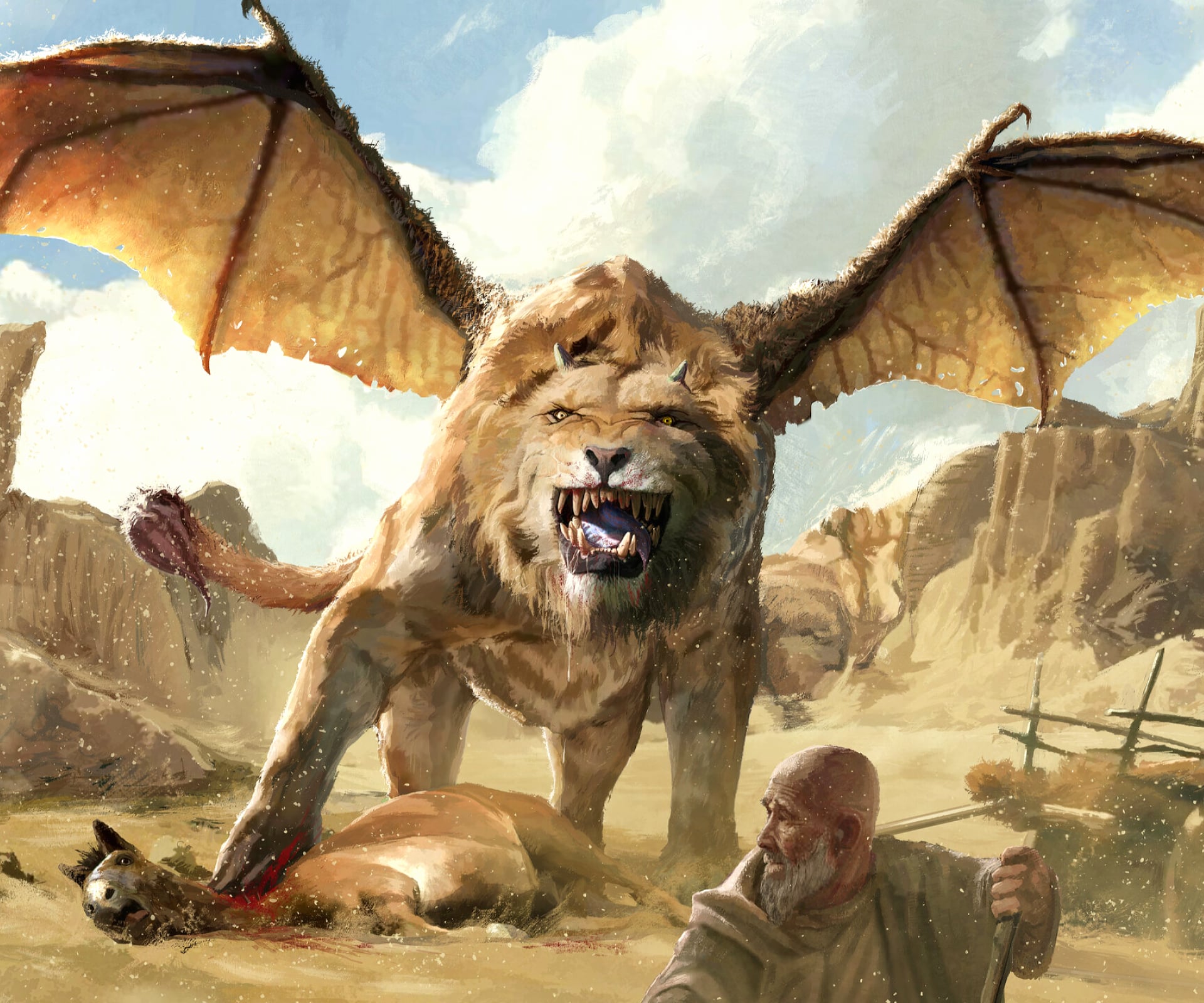 Fantasy Manticore at 640 x 960 iPhone 4 size wallpapers HD quality