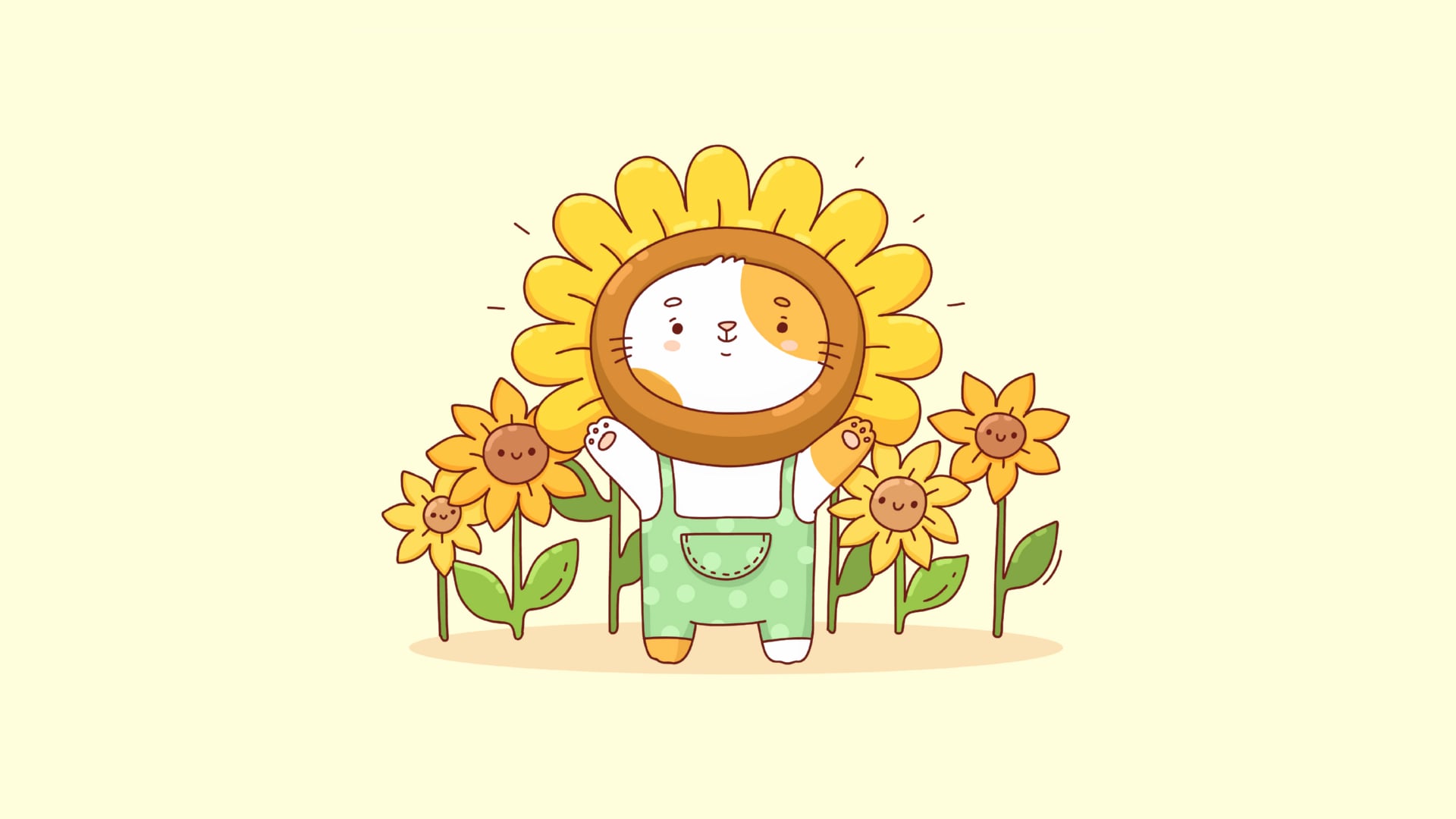 Kawaii sunflowers at 1334 x 750 iPhone 7 size wallpapers HD quality