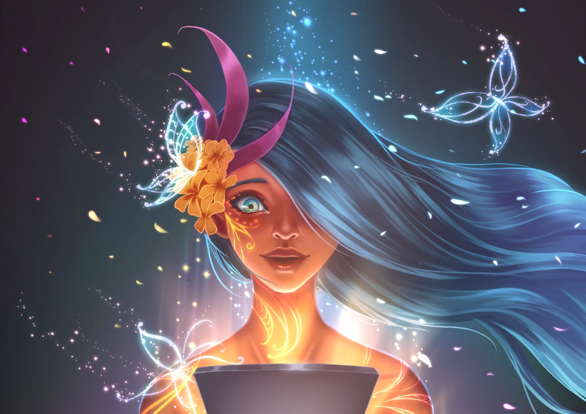 Magic girl at 640 x 960 iPhone 4 size wallpapers HD quality