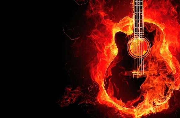Digital Art Flaming Guitar wallpapers hd quality