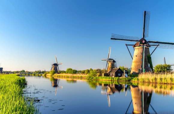 Windmills at Kinderdijk wallpapers hd quality