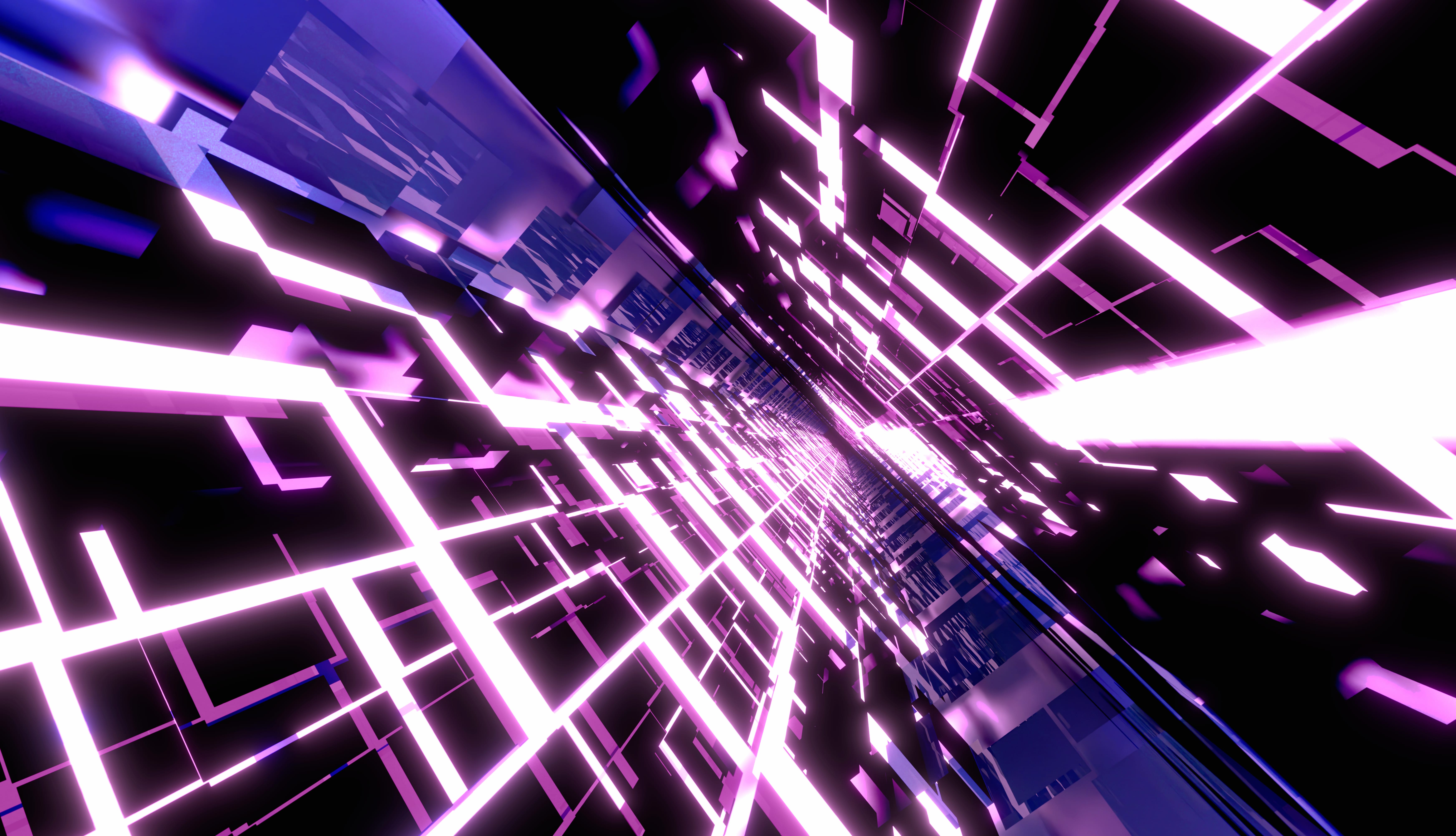 3d Purple and Pink Dark Glass Tunnels at 1600 x 1200 size wallpapers HD quality