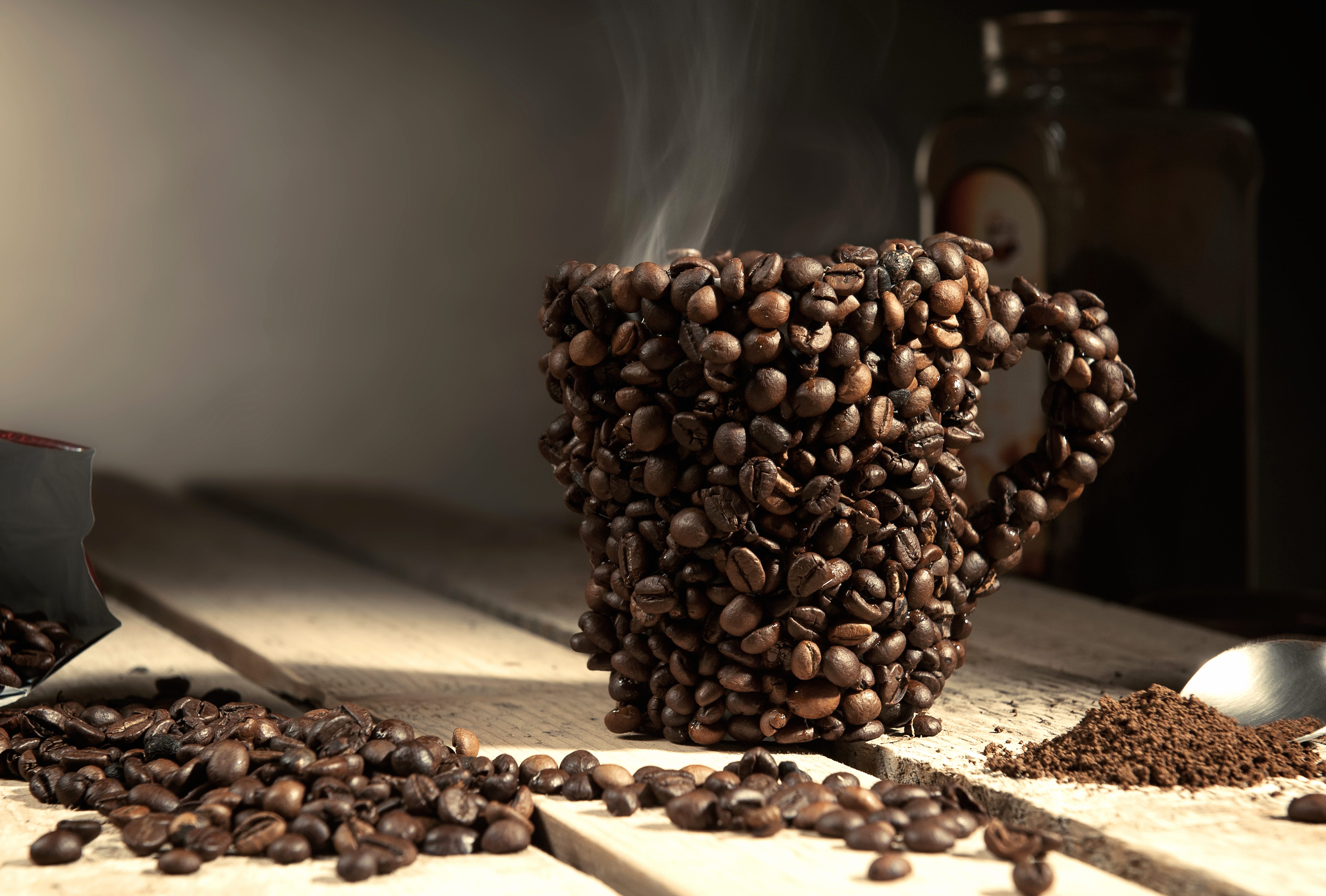 4K Coffee Bliss Still Life with Beans wallpapers HD quality