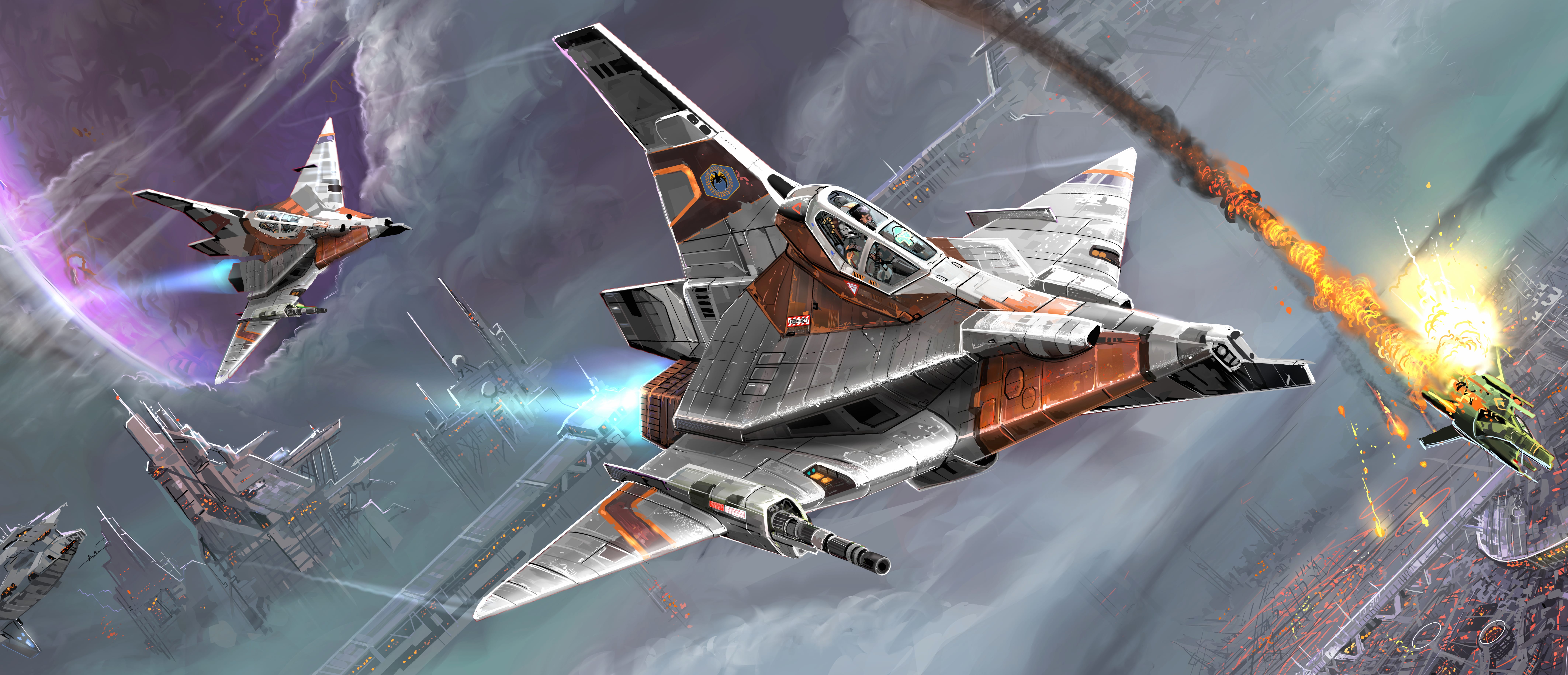 4K Ultra HD Sci-Fi Battle Aircraft Wallpaper wallpapers HD quality