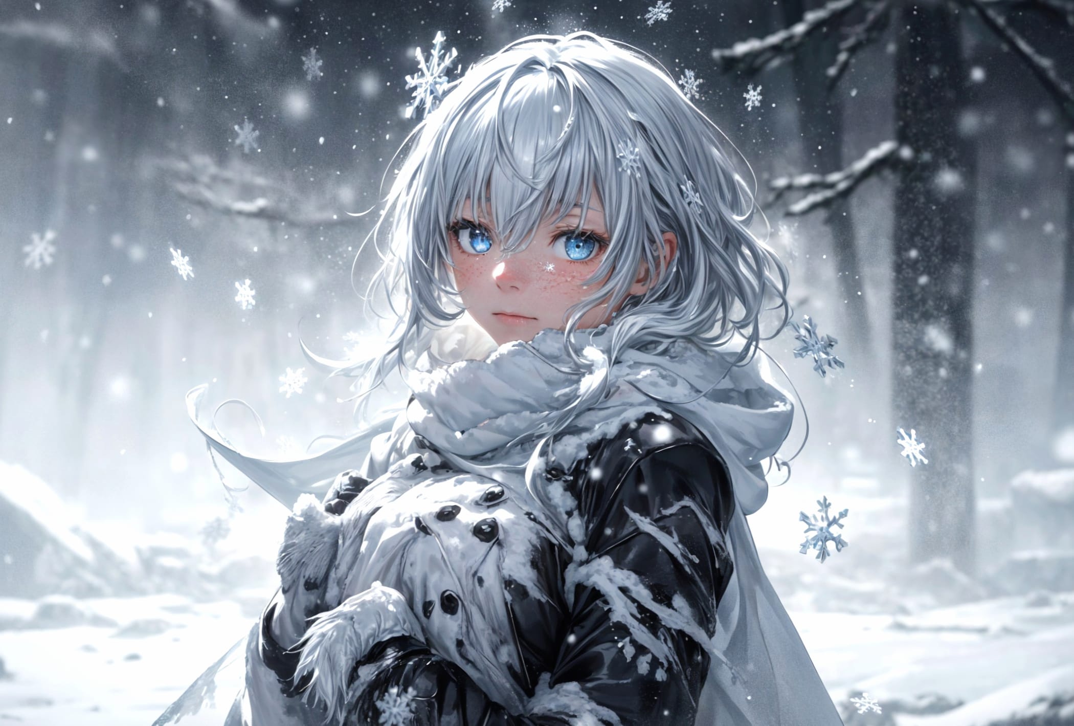 A girl trapped on winter (snowstorm) at 640 x 1136 iPhone 5 size wallpapers HD quality