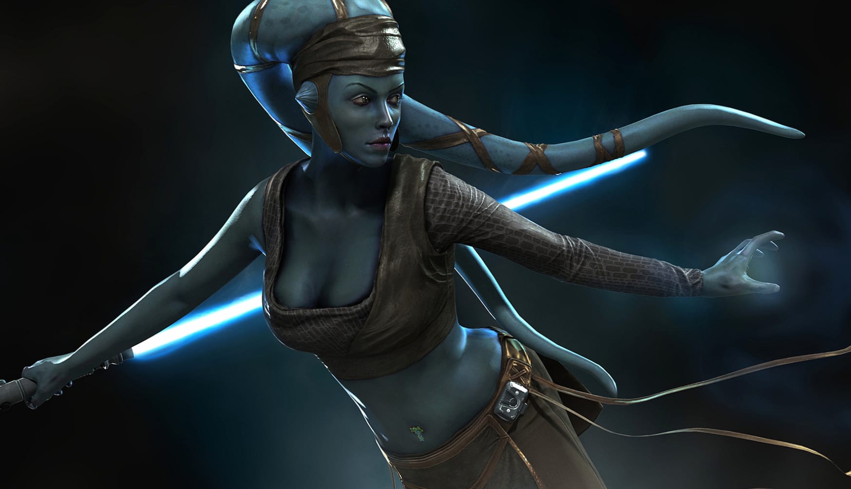 Aayla Secura with Blue Lightsaber wallpapers HD quality