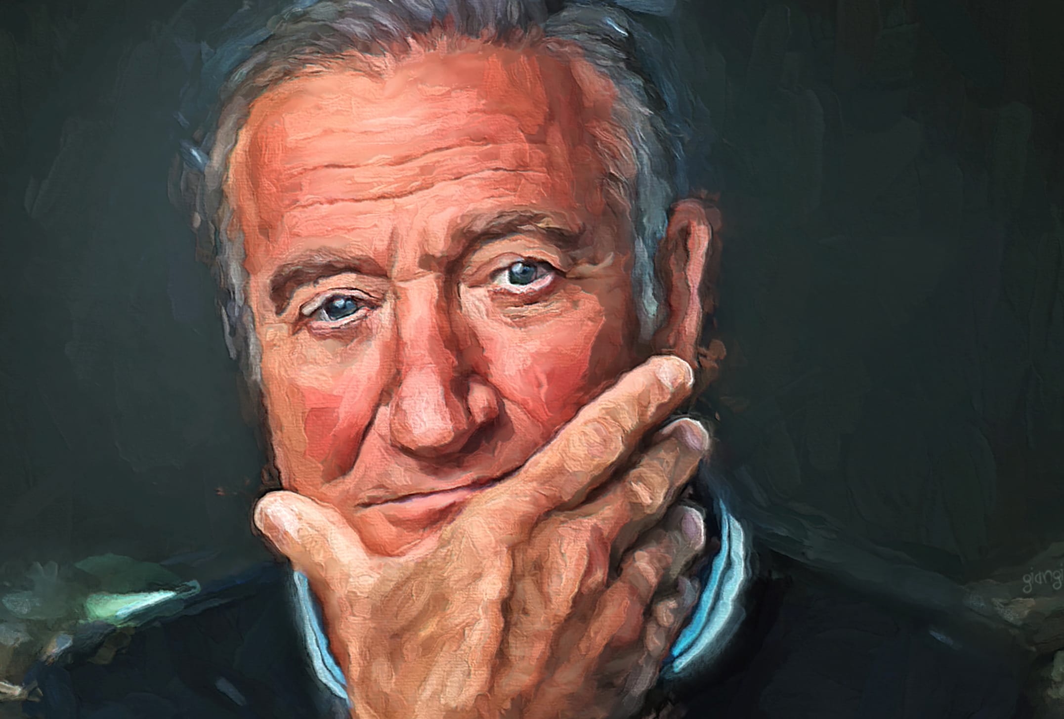 Actor Painting Celebrity Robin Williams at 1920 x 1080 HD size wallpapers HD quality