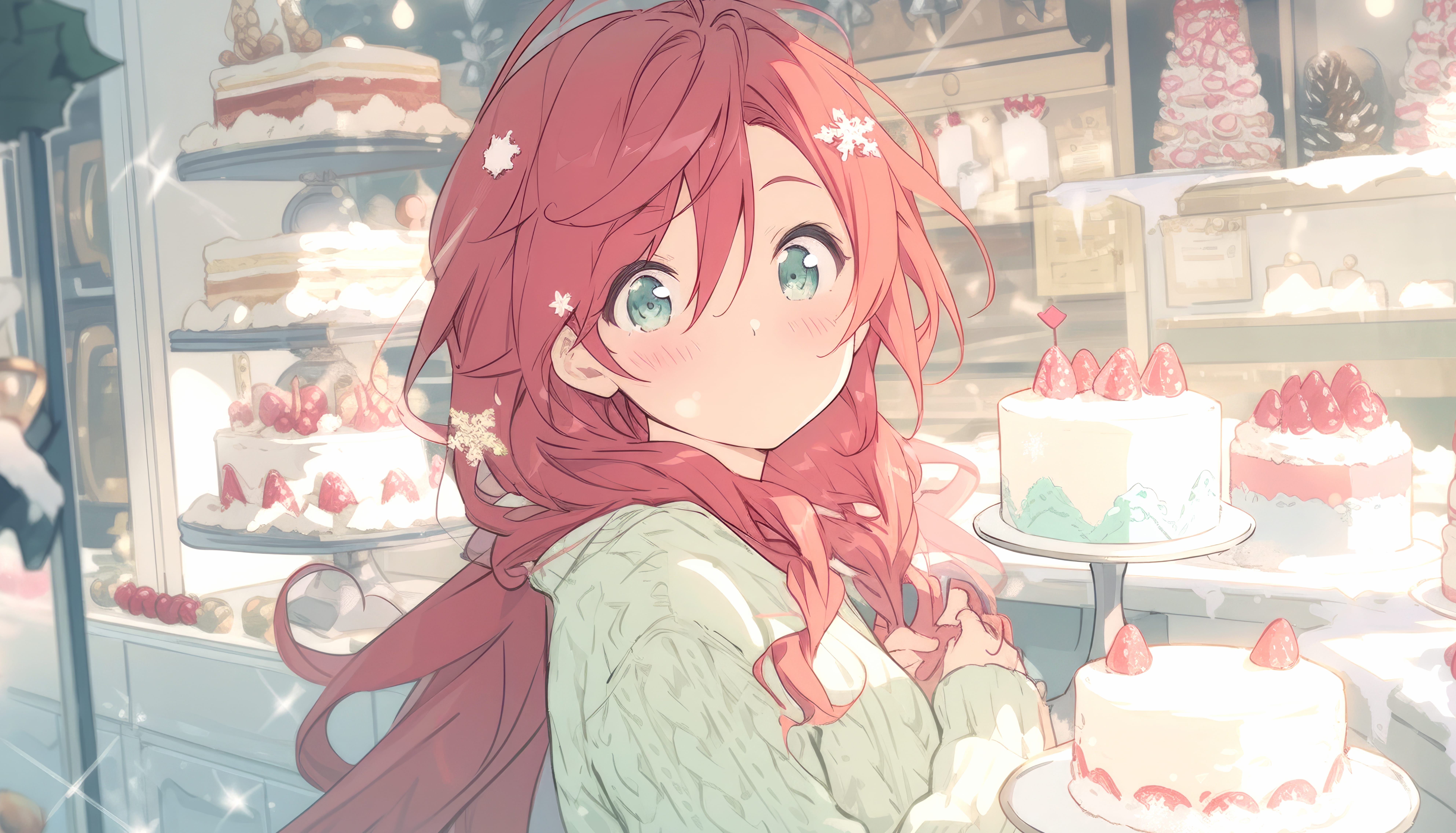 Adorable Anime Girl in a Bakery - 8k Ultra wallpapers HD quality