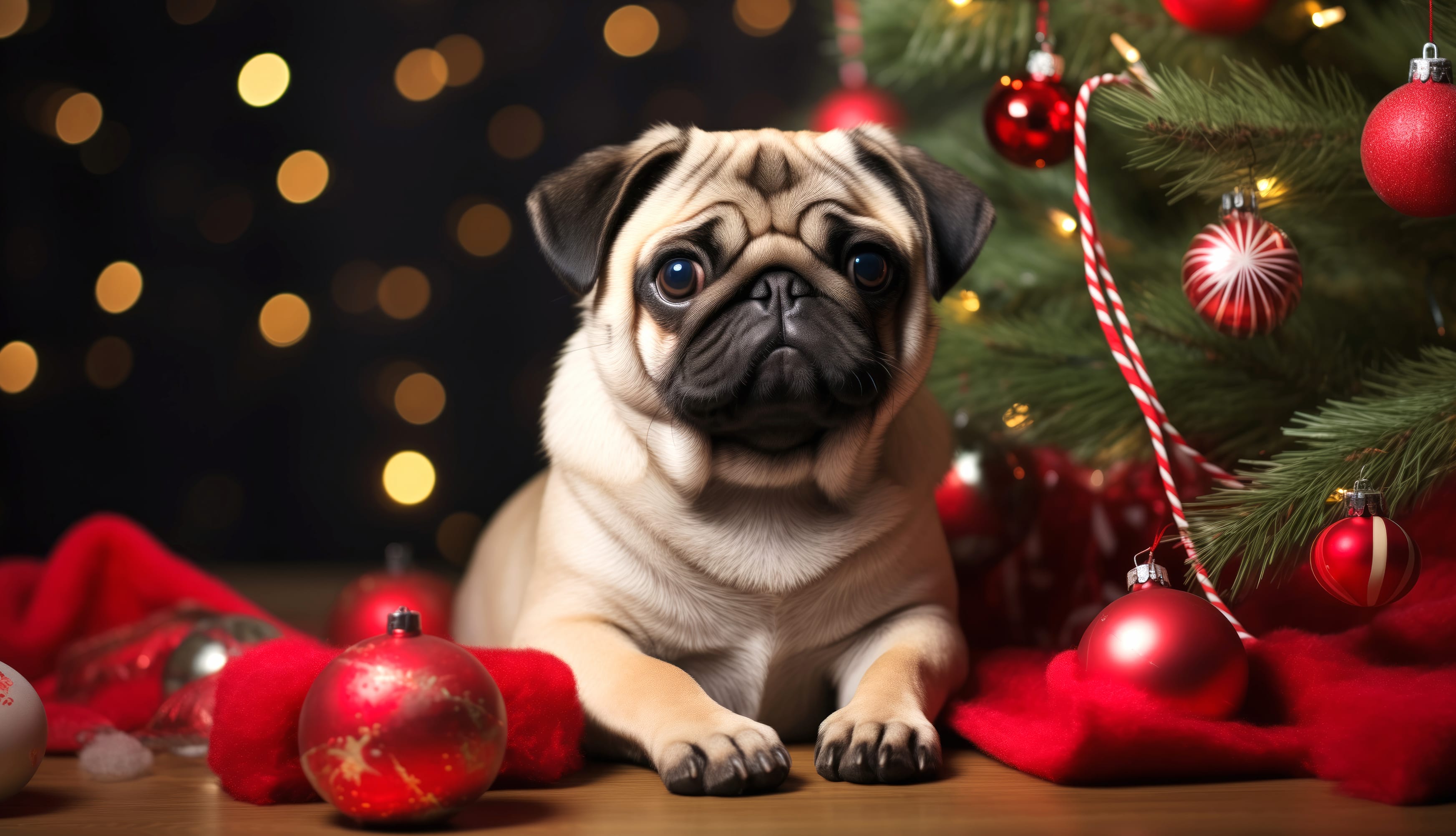 Adorable Pug Dog Christmas Wallpaper HD wallpapers HD quality