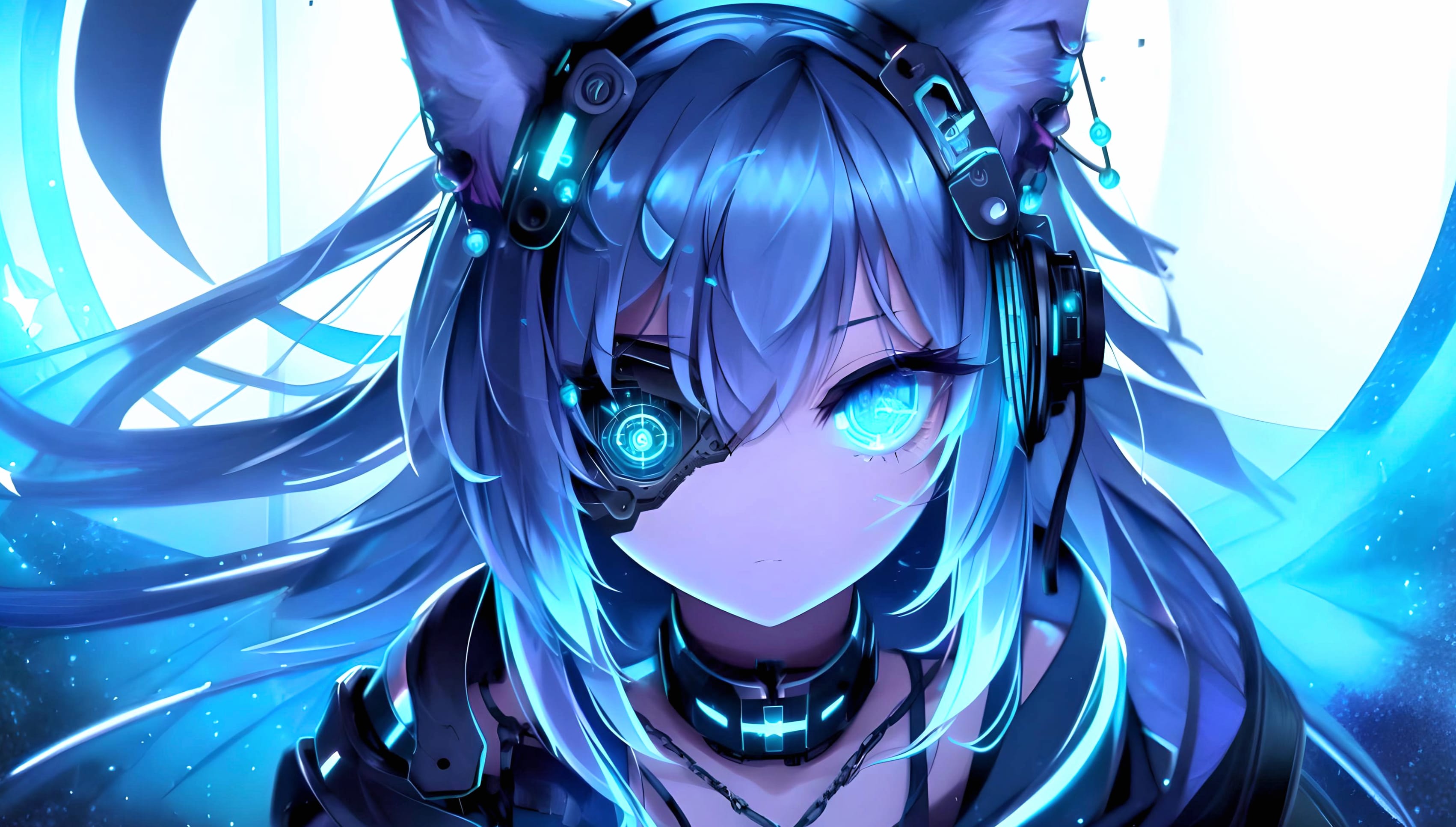 AI Art Anime Girl Cyberpunk Anime Girl at 1334 x 750 iPhone 7 size wallpapers HD quality