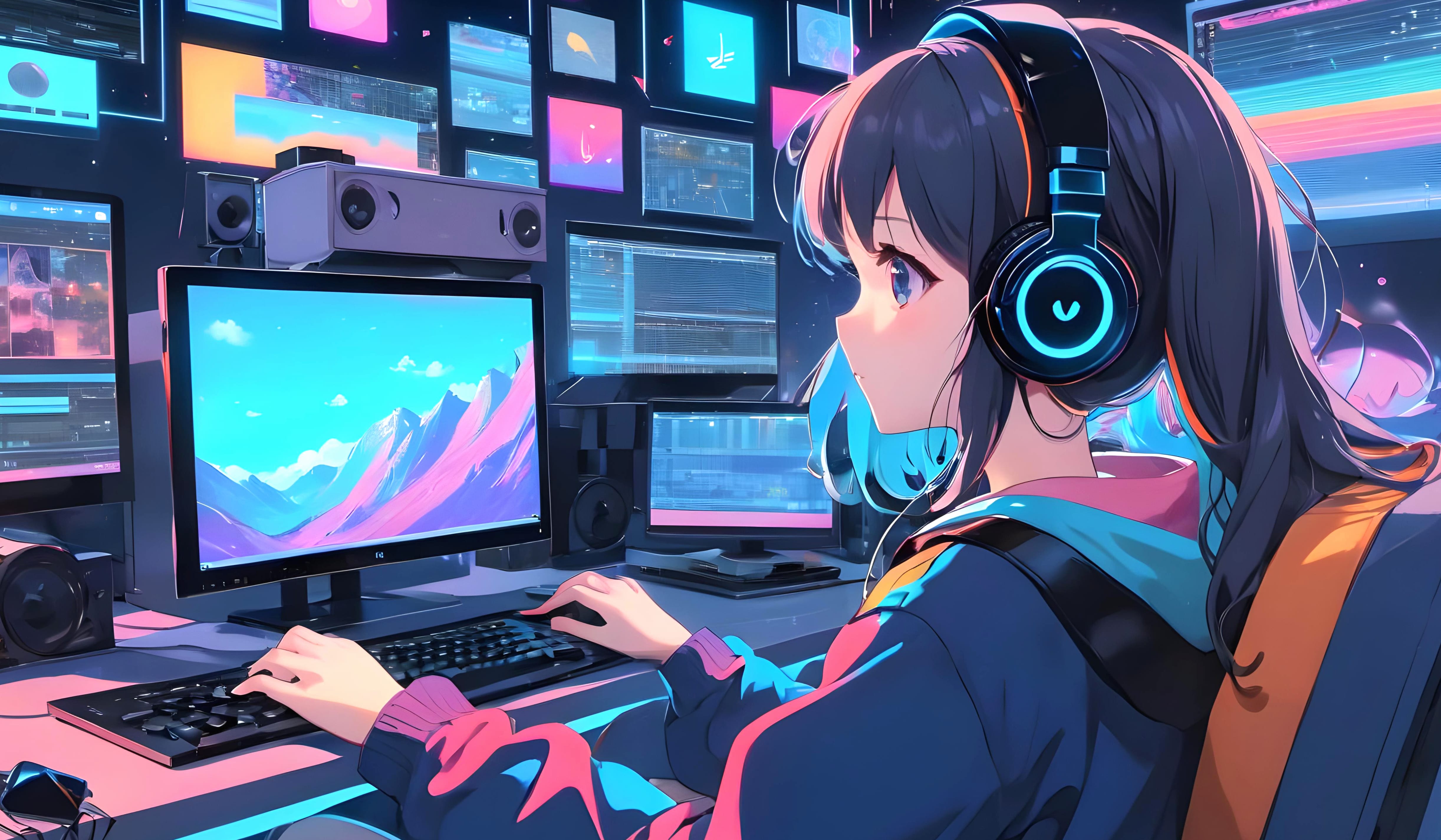 AI Art Lofi Headphones Anime Girl Anime Girl wallpapers HD quality