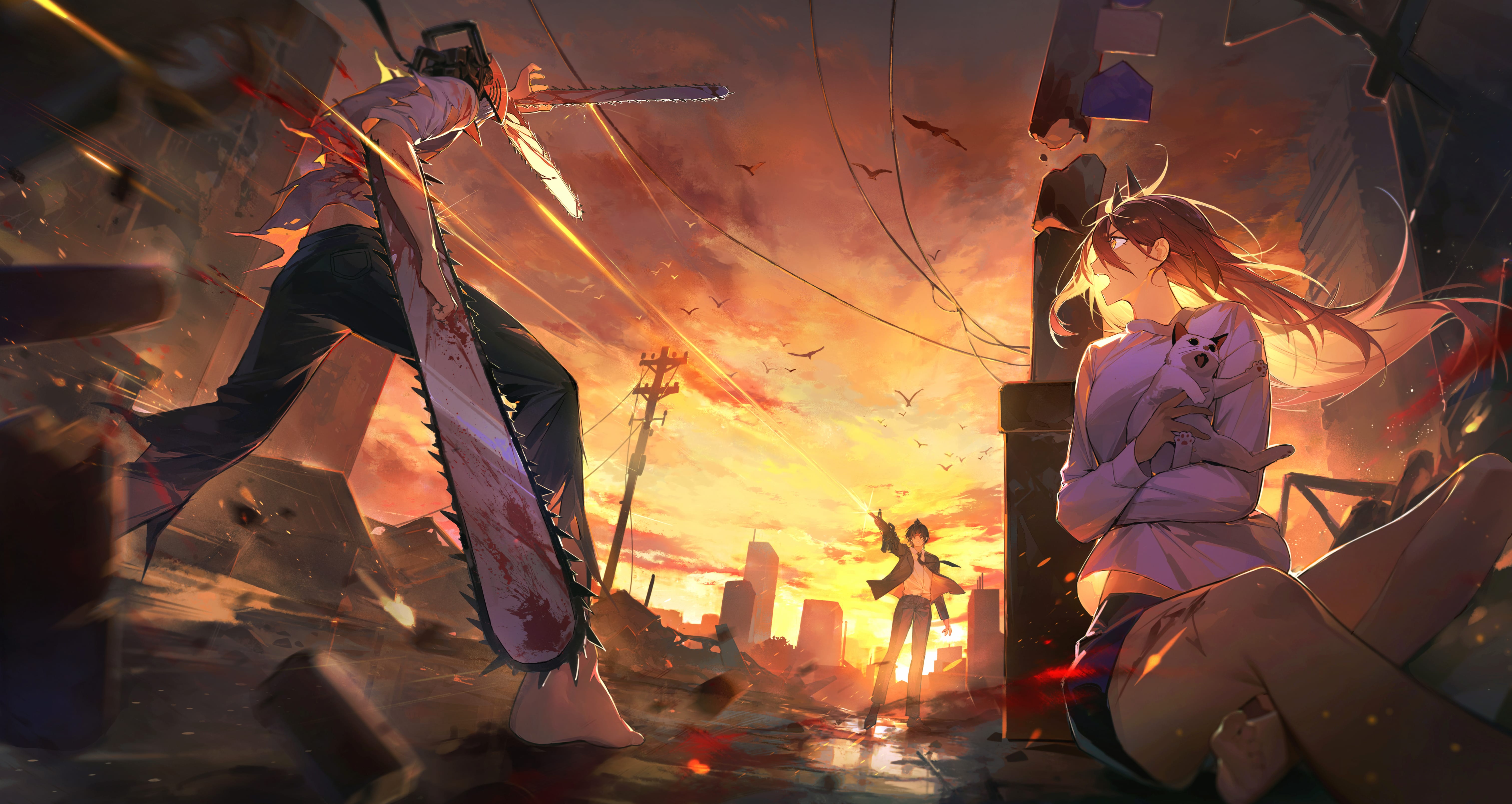 Aki Hayakawa Gun Devil (Chainsaw Man) Power (Chainsaw Man) Denji (Chainsaw Man) Anime Chainsaw Man wallpapers HD quality