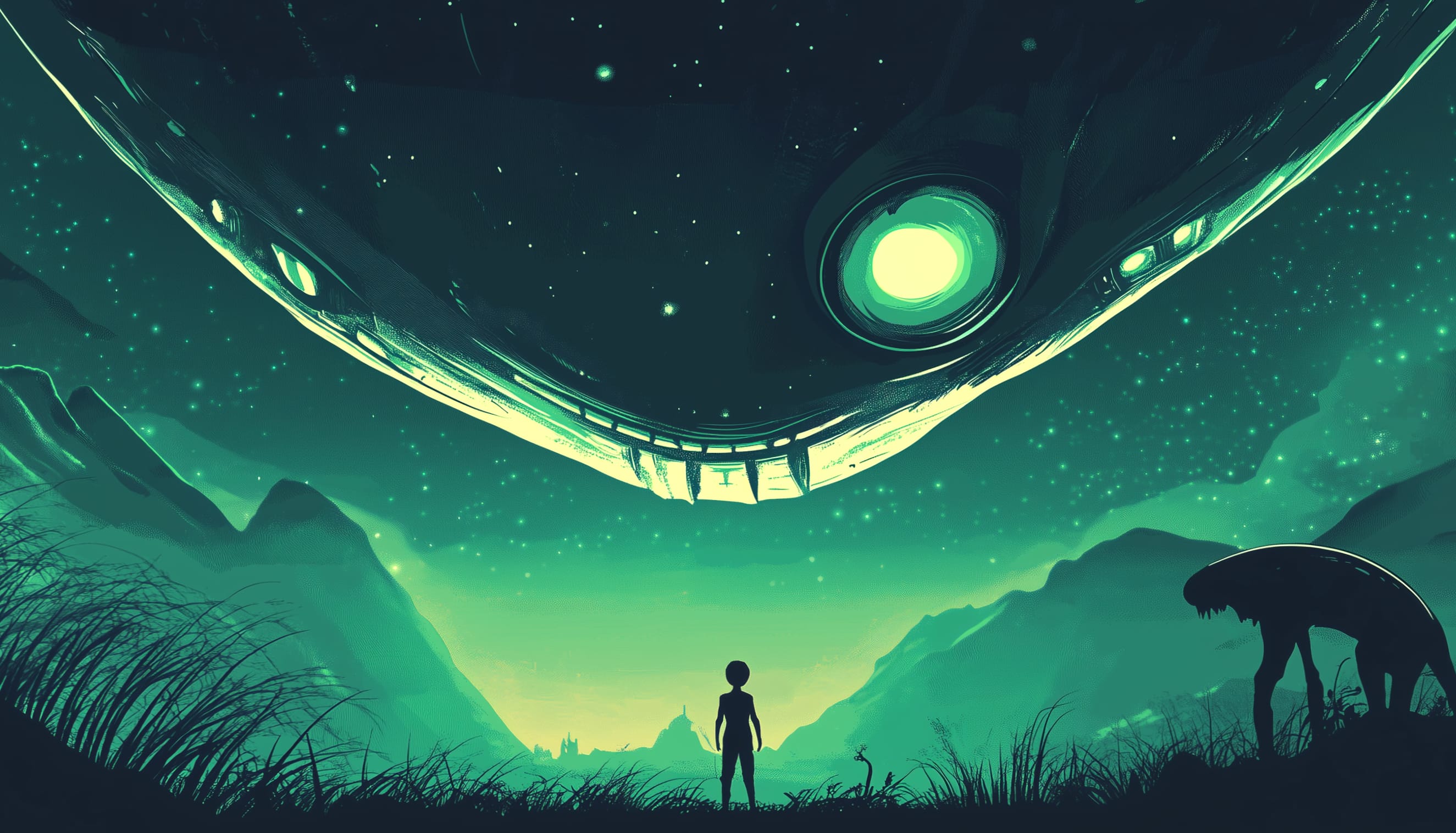 Alien Encounter A Stunning Sci-Fi at 640 x 960 iPhone 4 size wallpapers HD quality