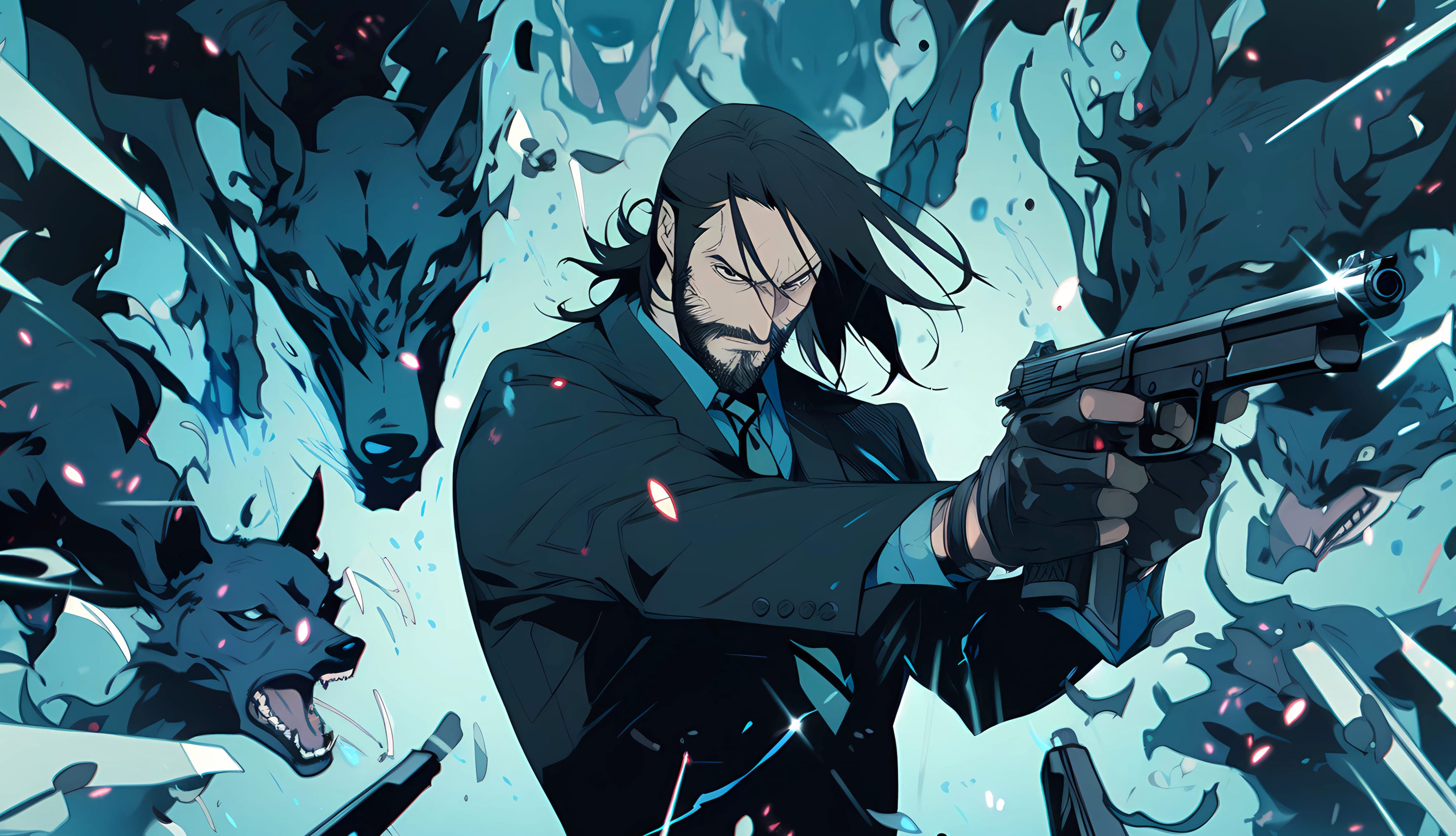 Anime-Style John Wick Action Wallpaper HD wallpapers HD quality