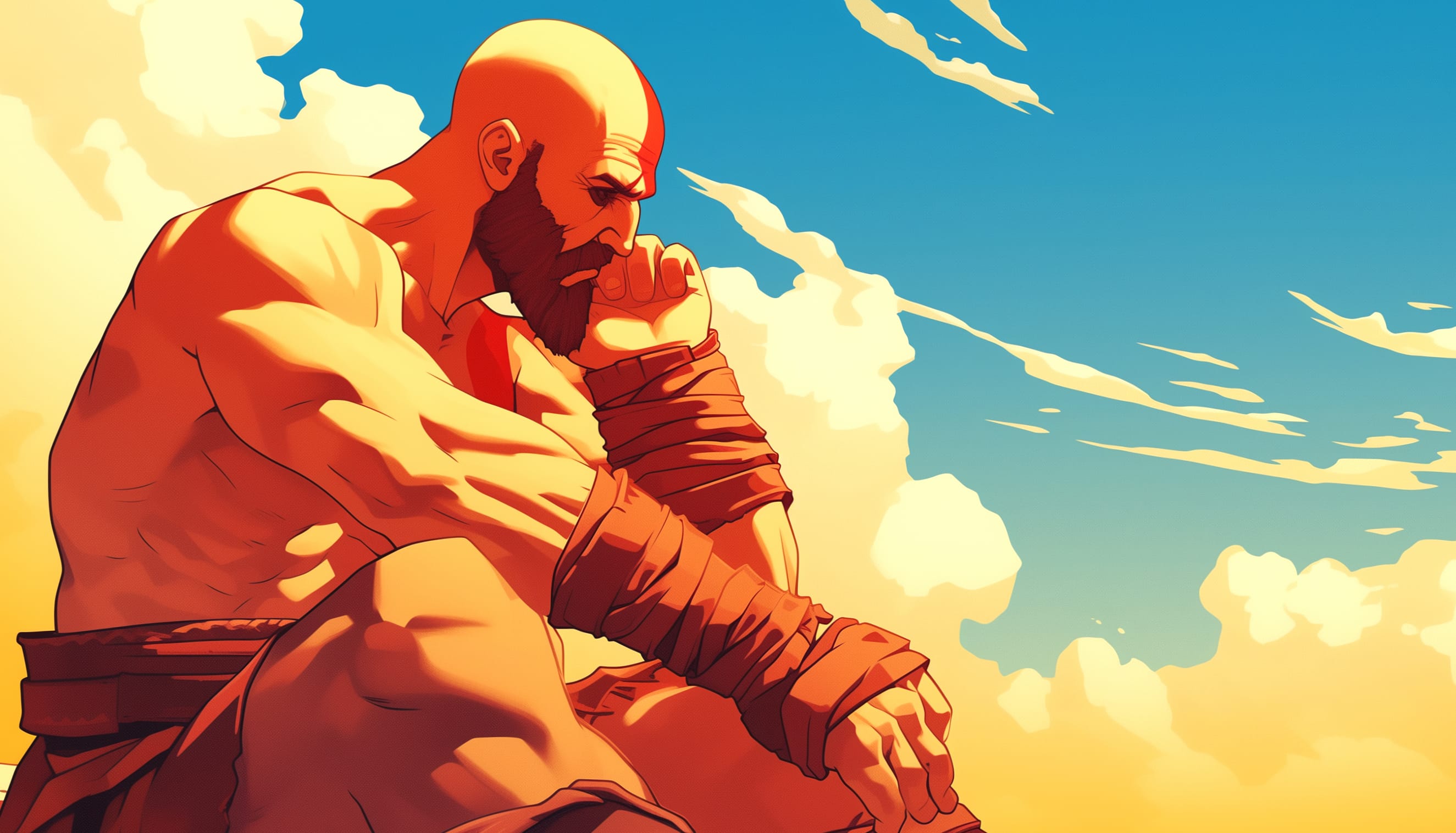 Anime-Style Kratos - God of War Art wallpapers HD quality