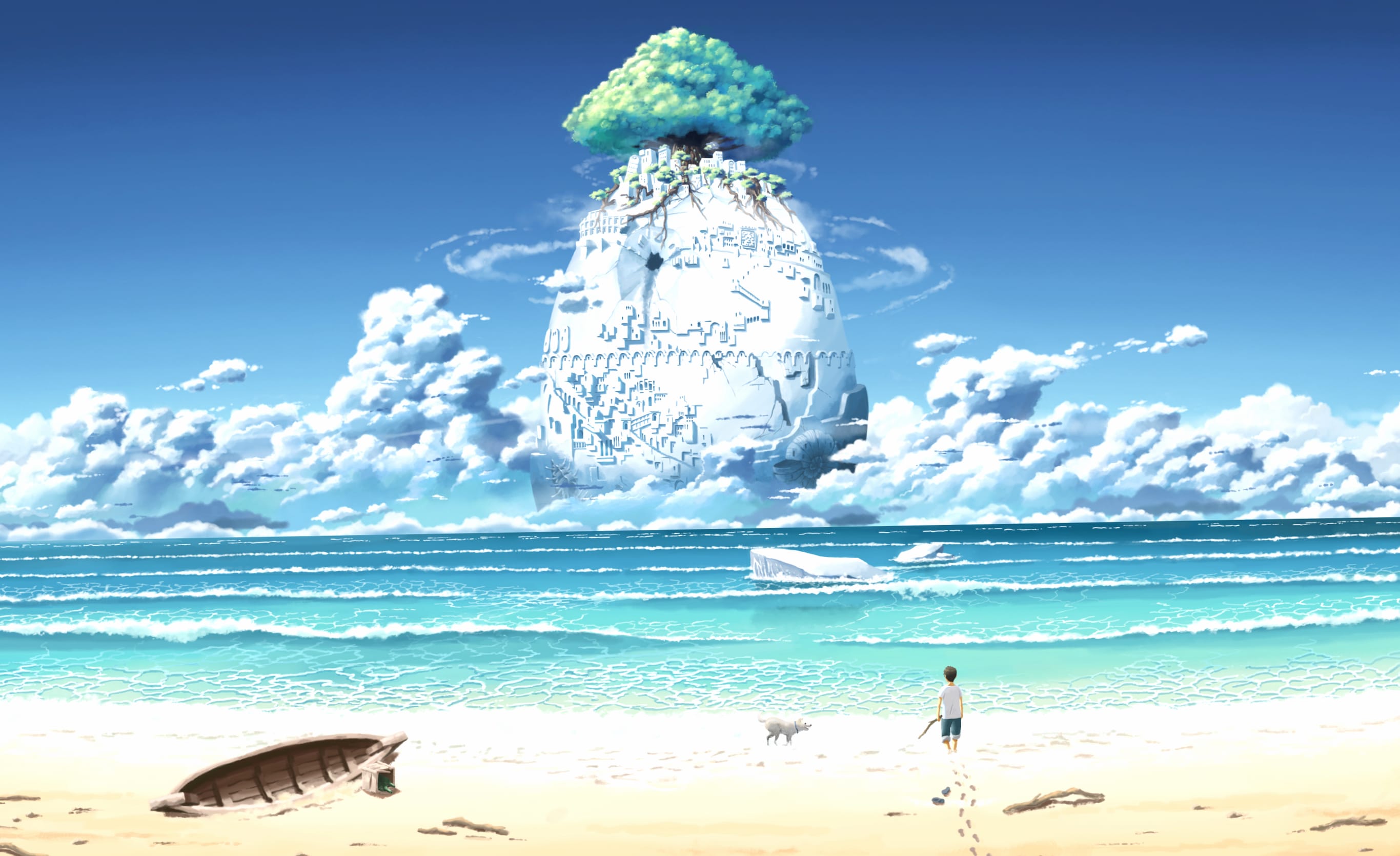 Anime Beach Bliss at 1536 x 864 HD size wallpapers HD quality