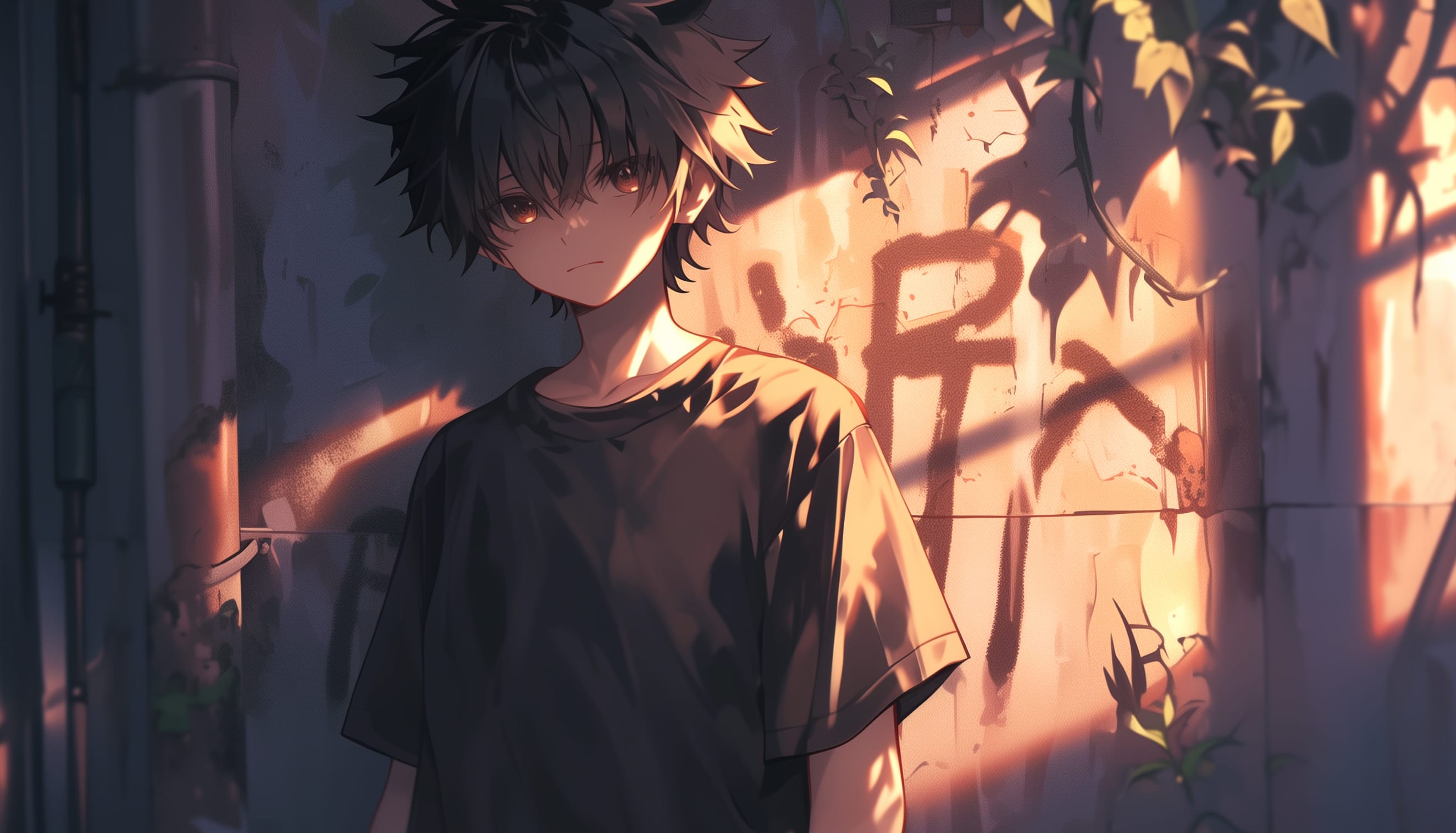 Anime Boy in Sunset Light wallpapers HD quality