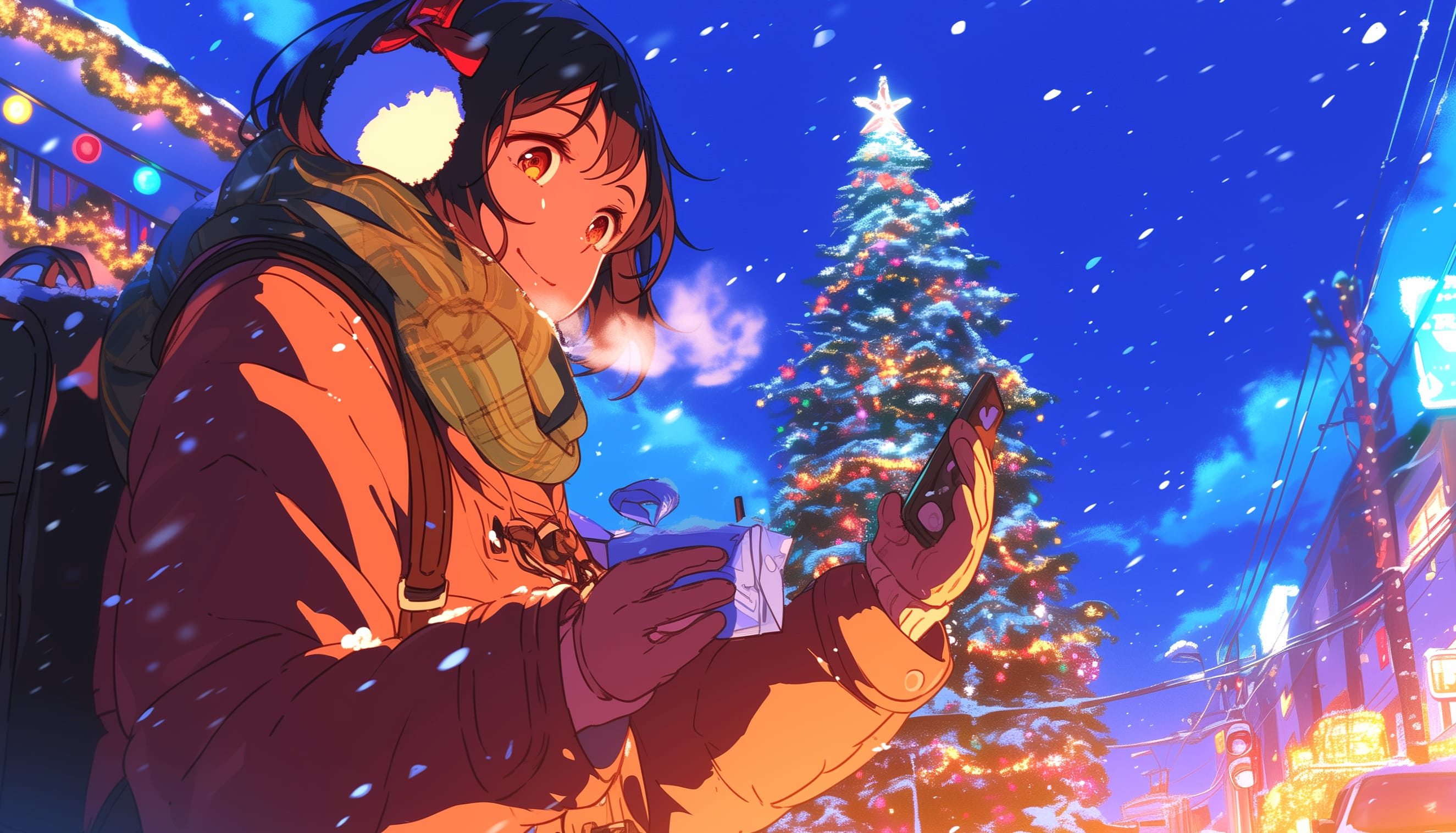 Anime Christmas Celebration at 1600 x 900 HD size wallpapers HD quality