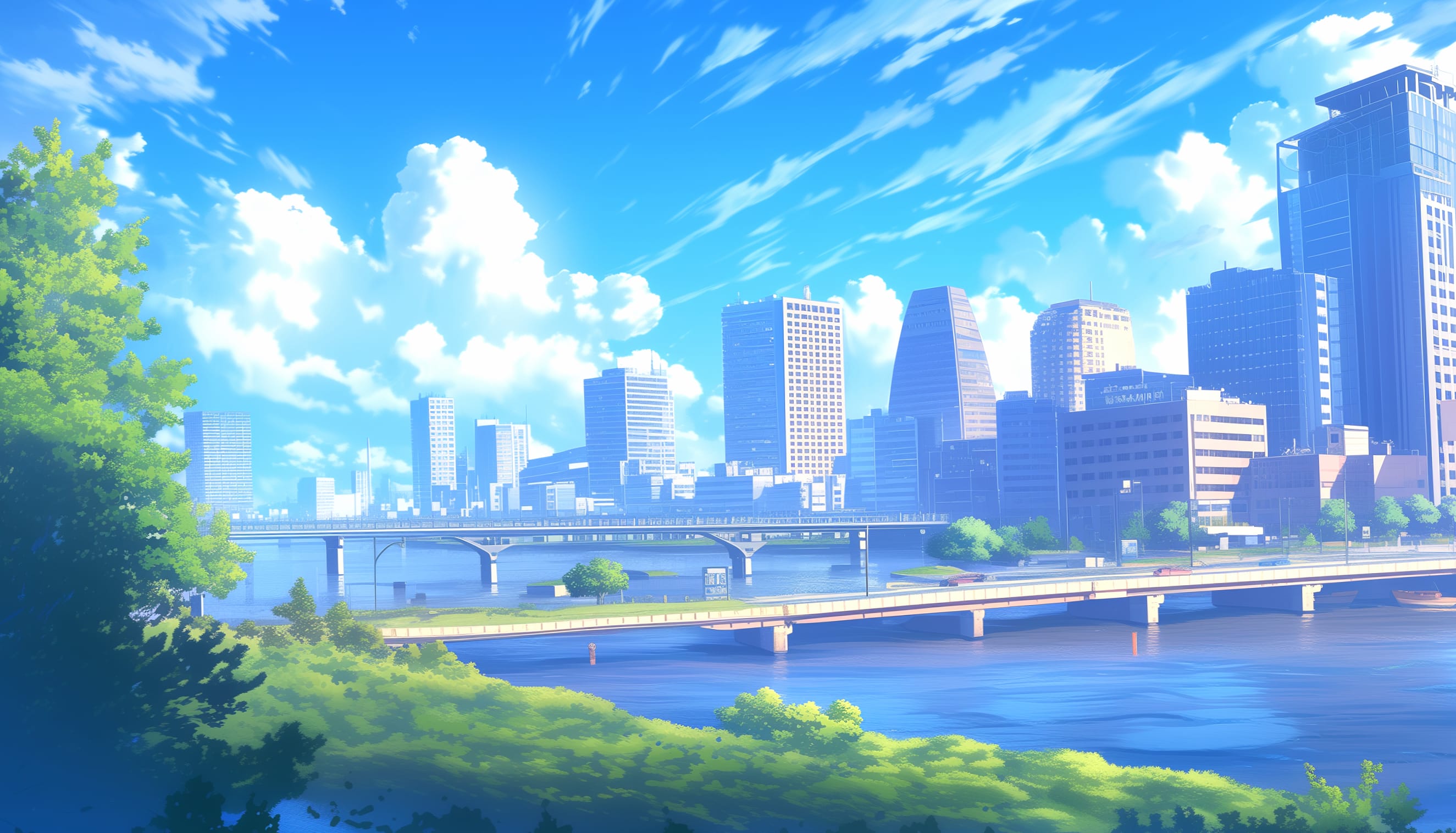 Anime Cityscape - Serene Urban Skyline wallpapers HD quality