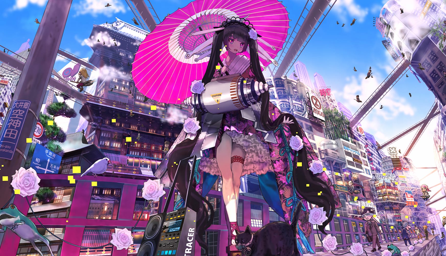 Anime Cyber City Dreamscape at 1024 x 1024 iPad size wallpapers HD quality