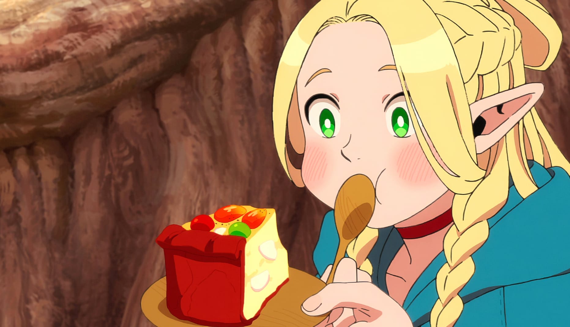 Anime Delicious in Dungeon Elf with Cake - wallpapers HD quality