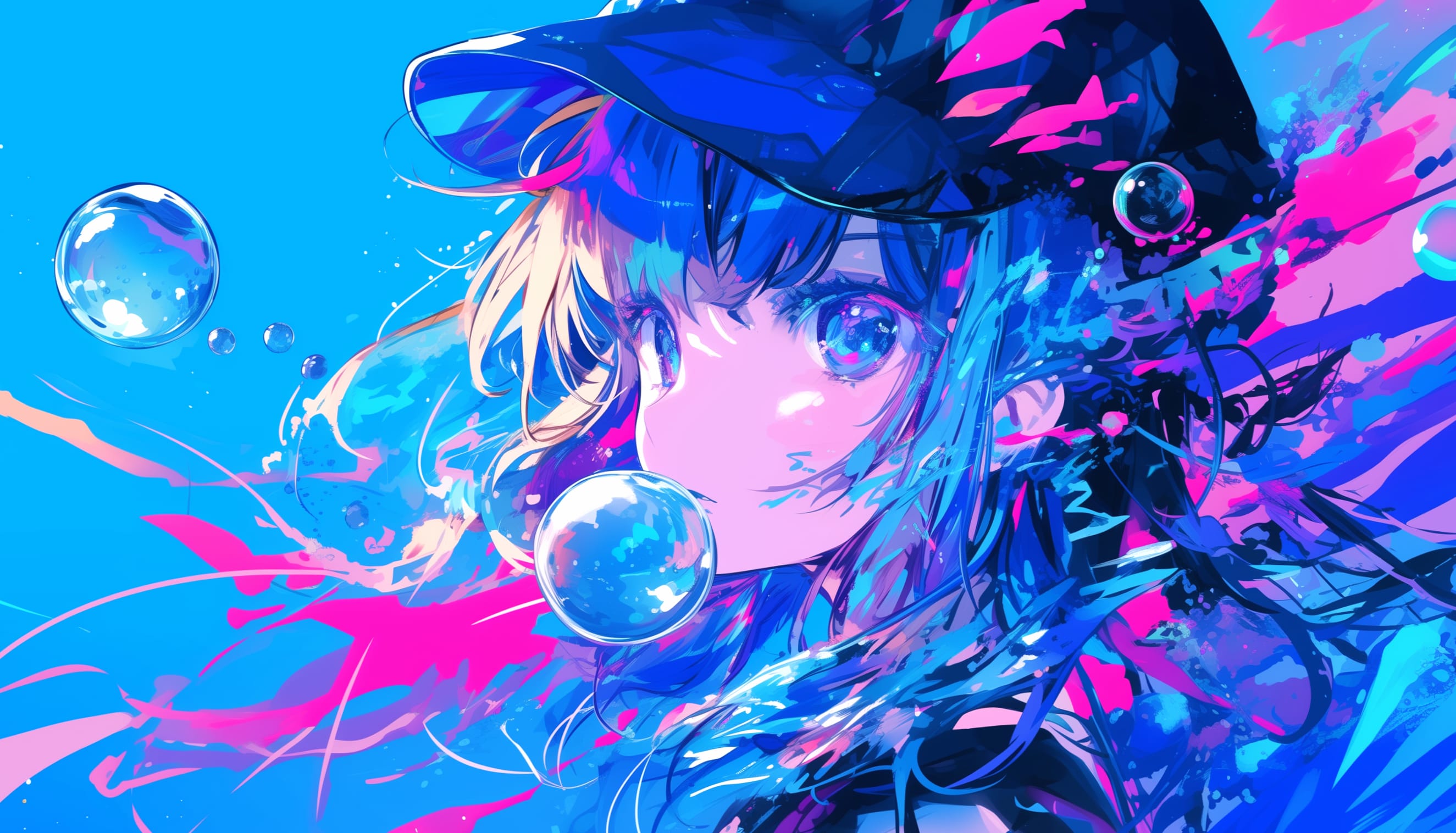 Anime Girl in Blue - Vibrant wallpapers HD quality