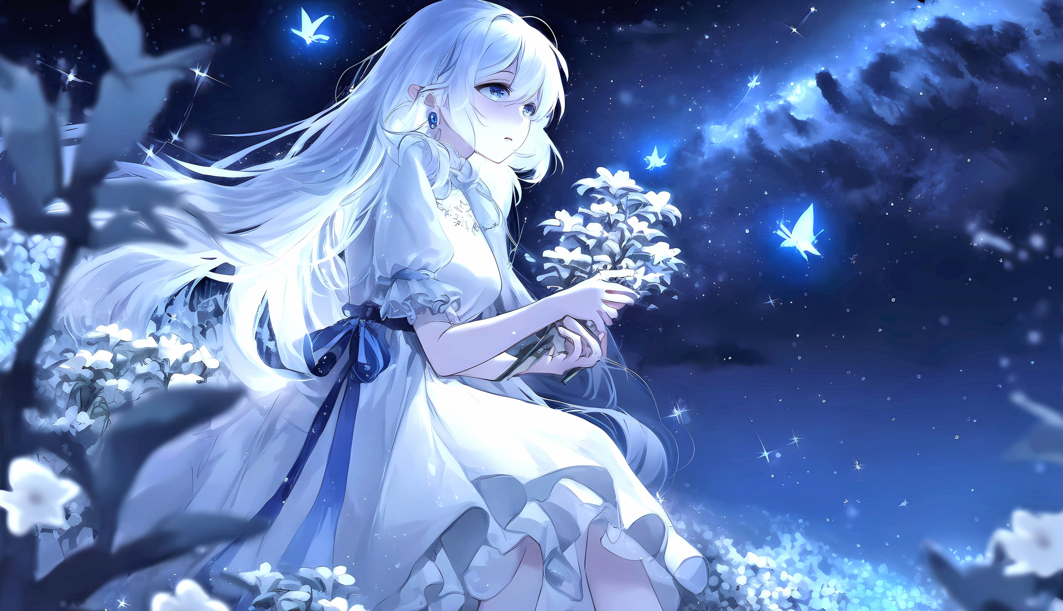 Anime girl Milky Way at 640 x 1136 iPhone 5 size wallpapers HD quality