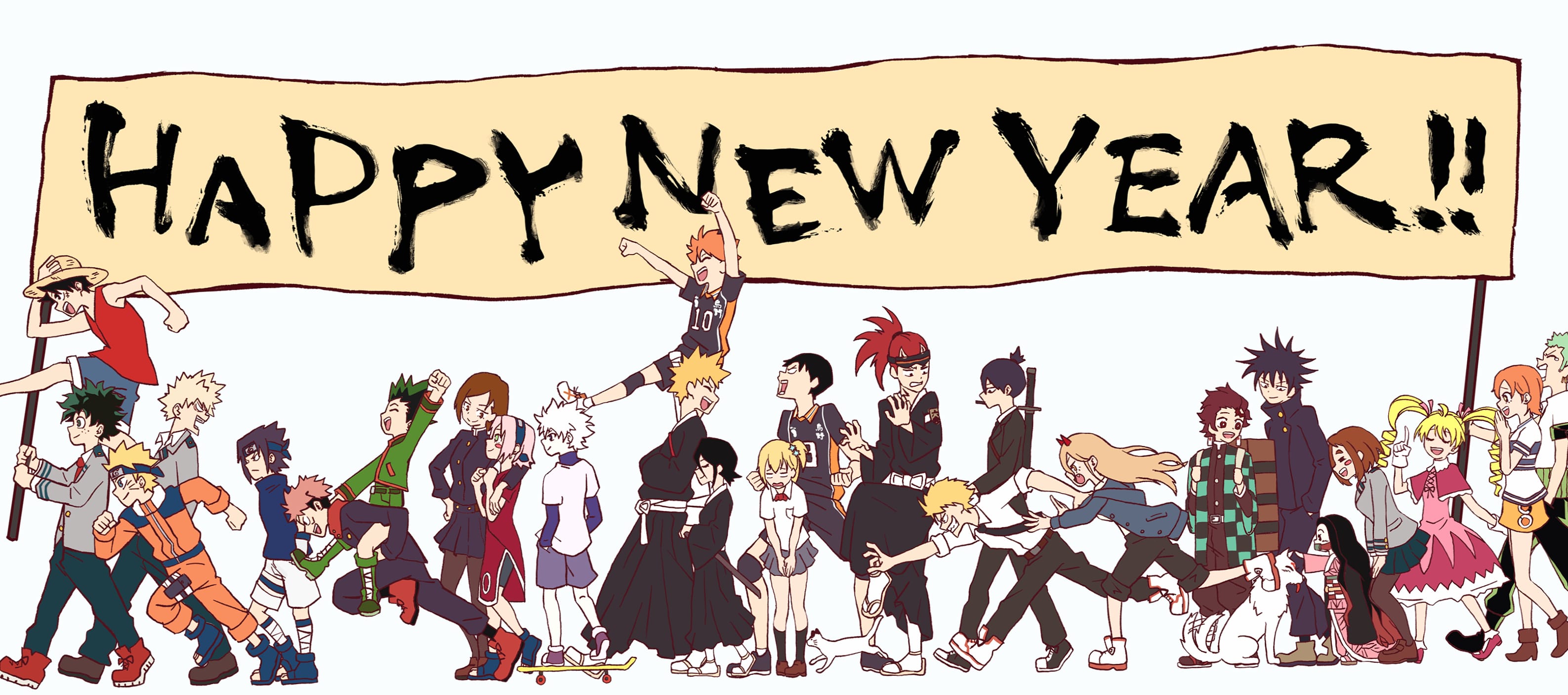 Anime Happy New Year Crossover wallpapers HD quality